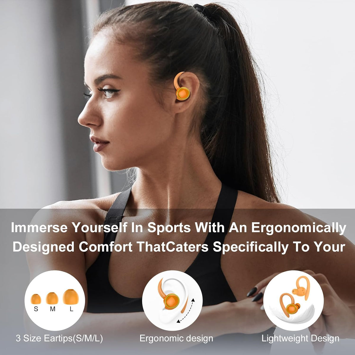 Auriculares inalámbricos, Bluetooth 5.4 Auriculares deportivos sobr...