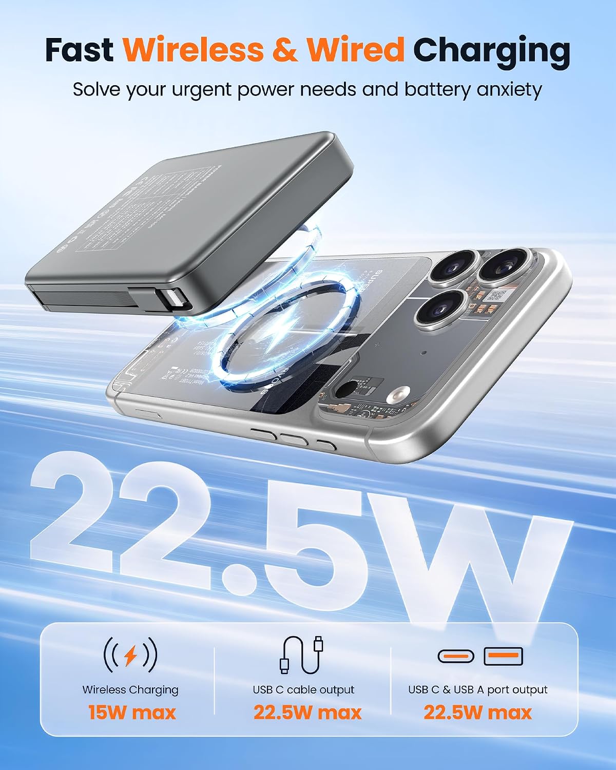 RONEGN para el cargador portátil Magsafe, 10000mAh banco magnético...