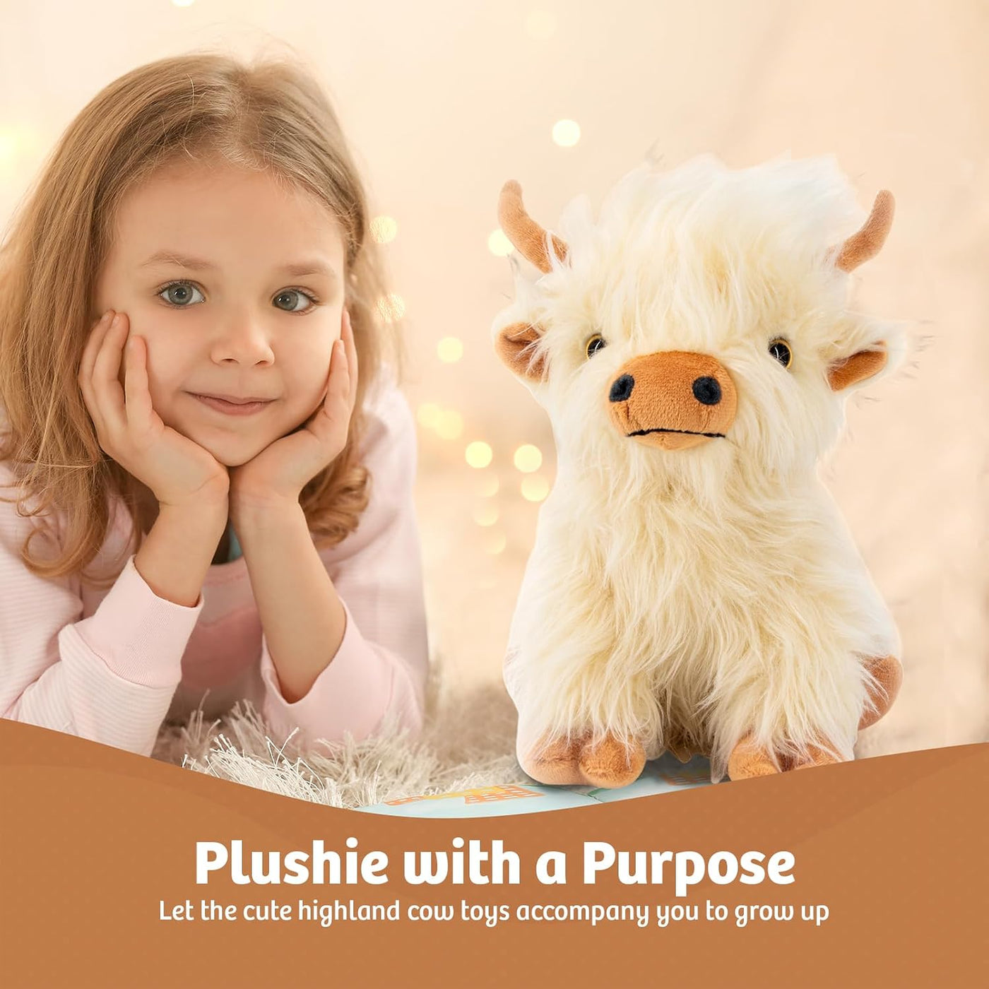 Marysun Animal de Peluche de Vaca de las Tierras Altas Apto para Mi...