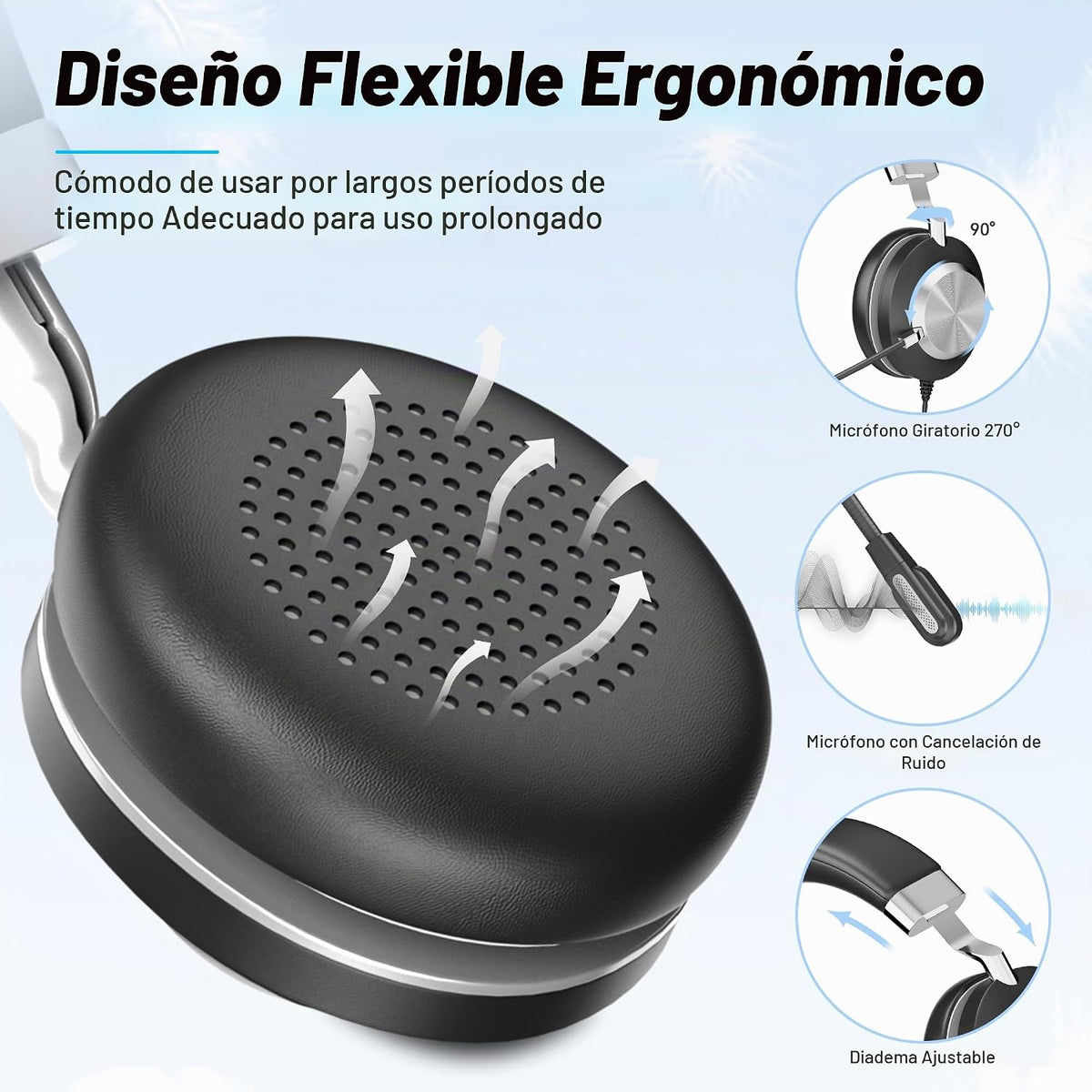 Wantek Auriculares con micrófono, auriculares USB con micrófono par...
