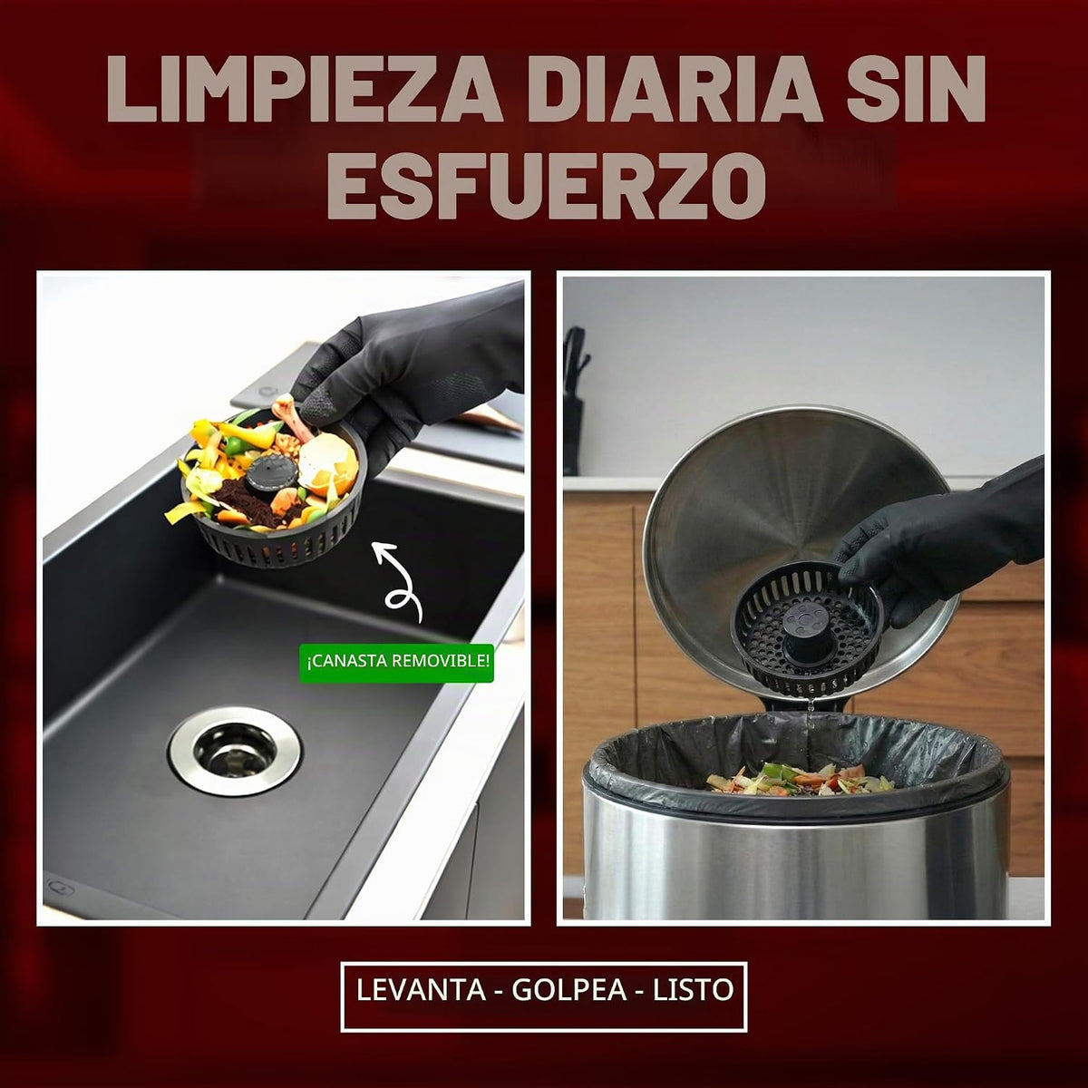 SinkShroom Colador de drenaje para fregadero de cocina, tapón de fr...