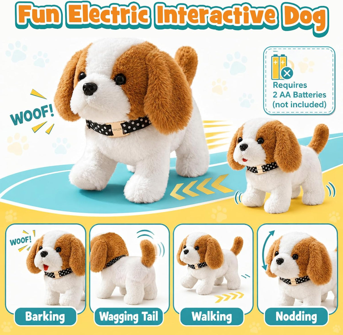 Lorfancy Juguete electrónico para perros que camina para niños con...