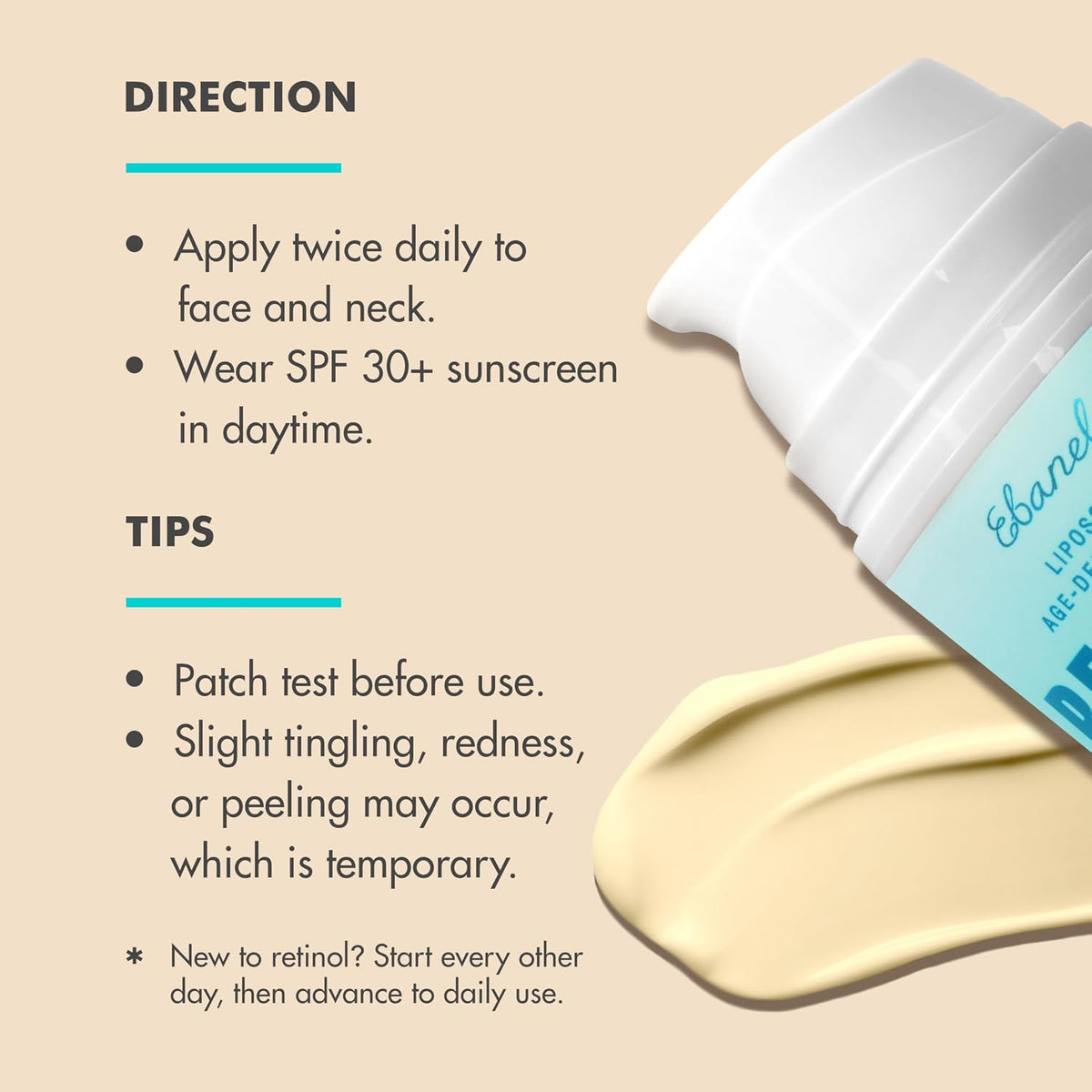Ebanel Paquete de crema hidratante y suero de retinol al 2.5%