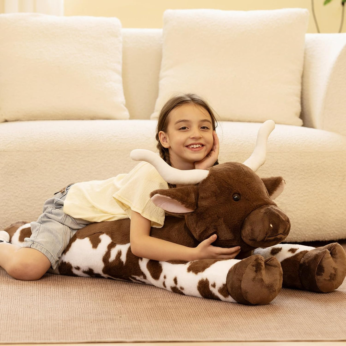 Tezituor 43.3 animal de peluche gigante de vaca de cuernos largos,...