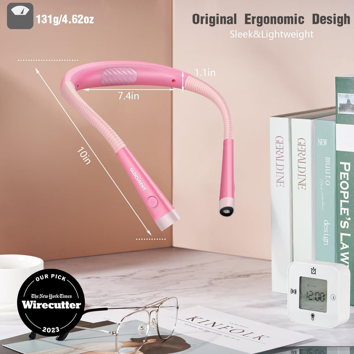 Glocusent Luz de libro, luz de cuello flexible, luz de libro para l...