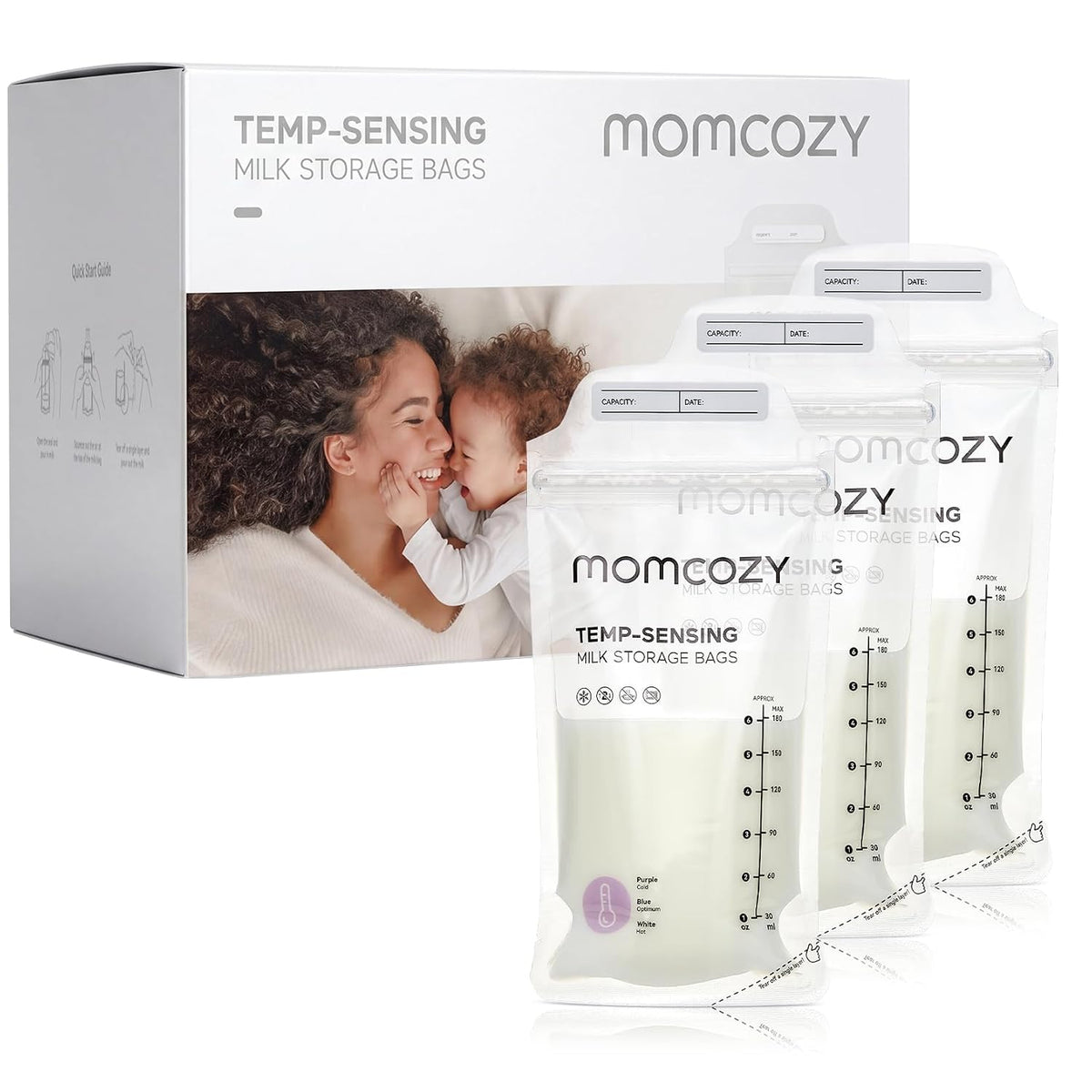 Momcozy Bolsas de almacenamiento de leche materna, paquete de 200 u...