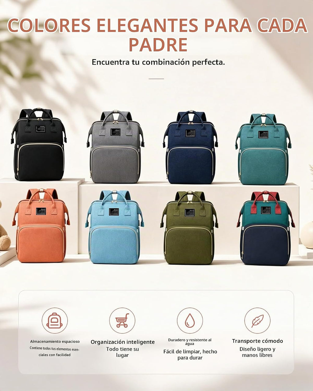 Pañalera con cambiador para mochila para bebé: Pañaleras rosas gran...