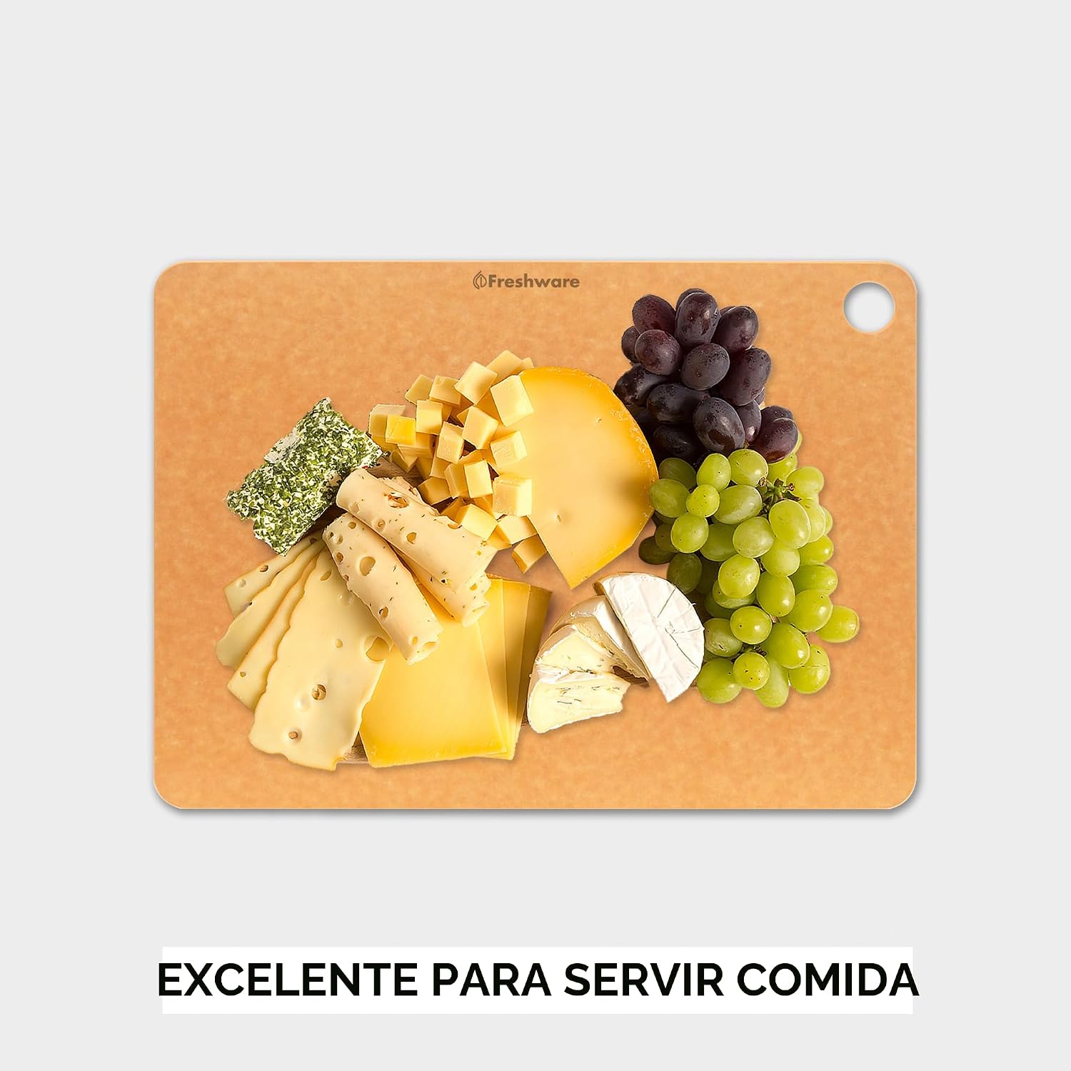 Freshware Tabla de cortar de madera para cocina, apta para lavavaji...