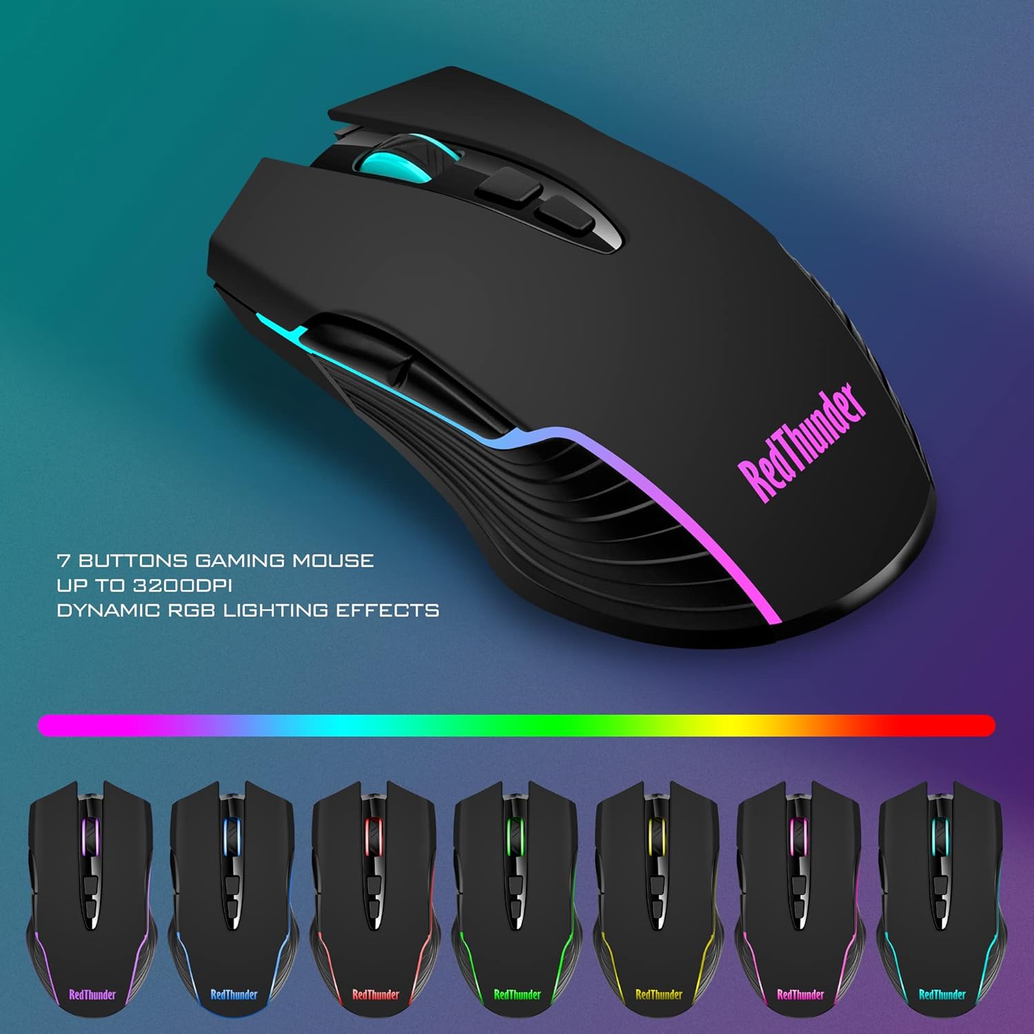 RedThunder K10 Combo de teclado y mouse inalámbricos para juegos, b...