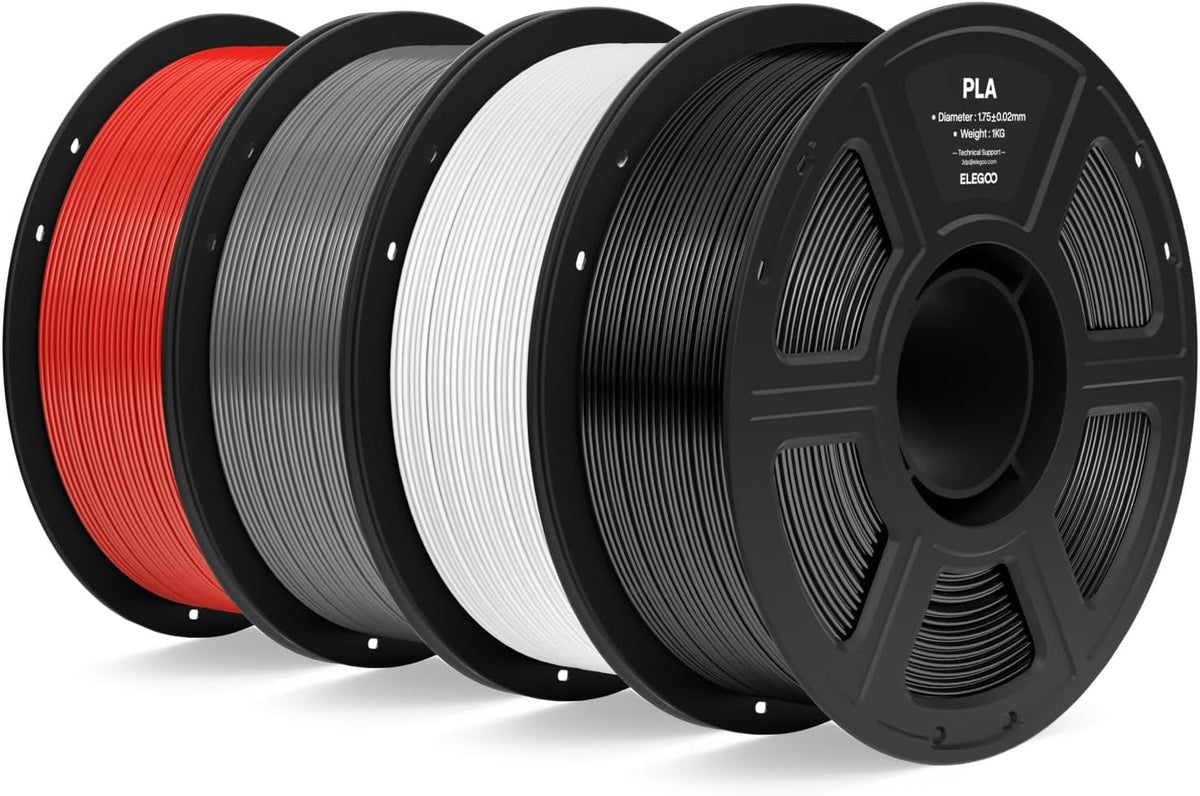 ELEGOO Filamento PLA para impresora 3D, 8.8 lbs, negro\/blanco\/gri...