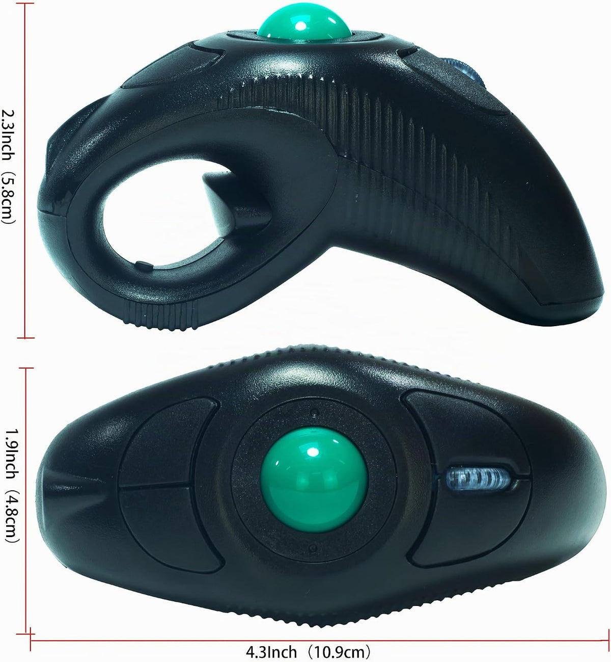 YUMQUA - Ratón de mano para dedos, ratón inalámbrico de trackball c...