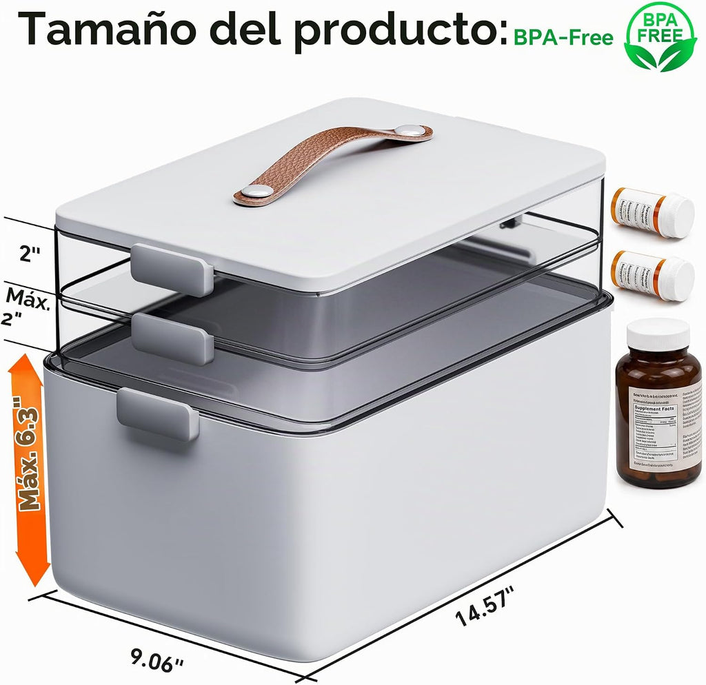 CTIME Organizador de medicamentos de 3 niveles, botiquín portátil c...