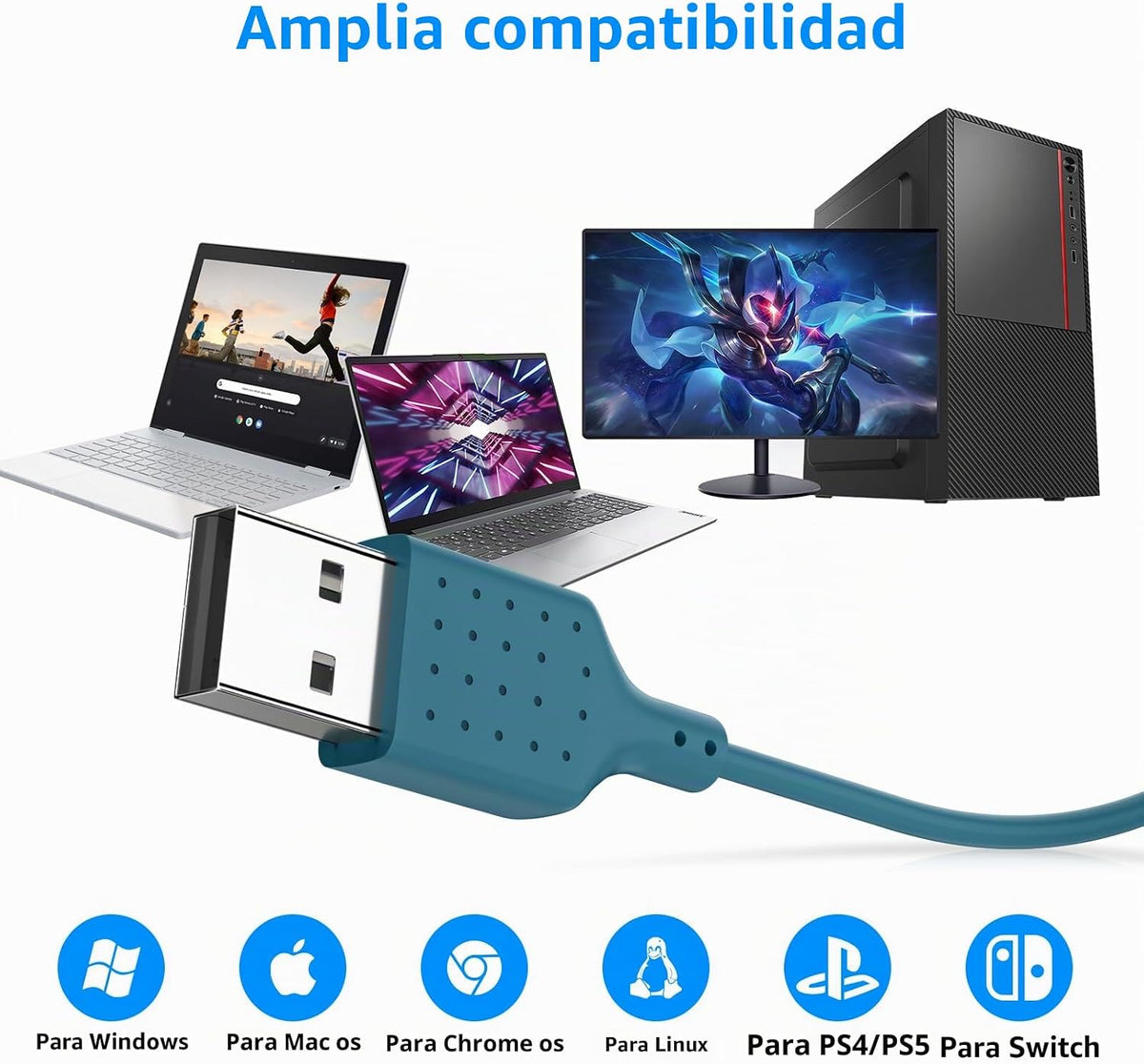 AIAUXAI Auriculares USB para PC,Auriculares con micrófono para comp...