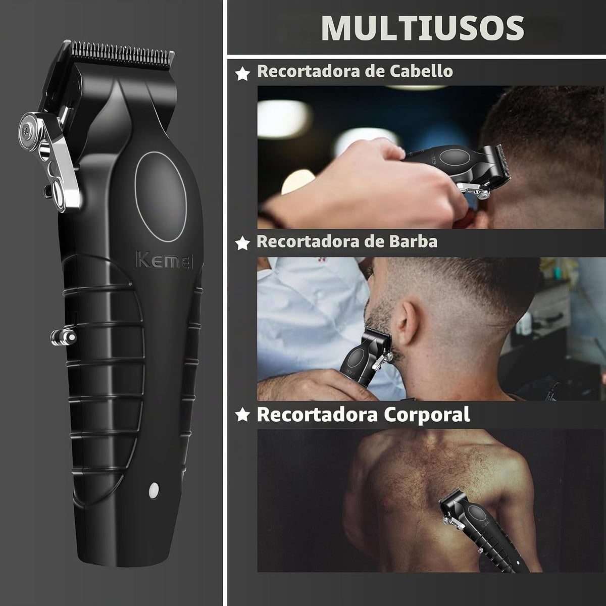 KEMEI 2296 Cortadoras de pelo profesionales para hombres, kits de c...