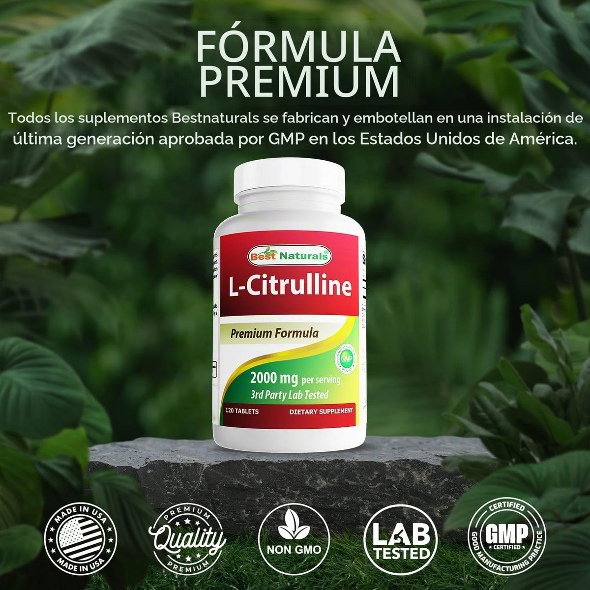 Best Naturals L-Citrulina 2000 mg\/porción - Sin OMG - Sin gluten -...