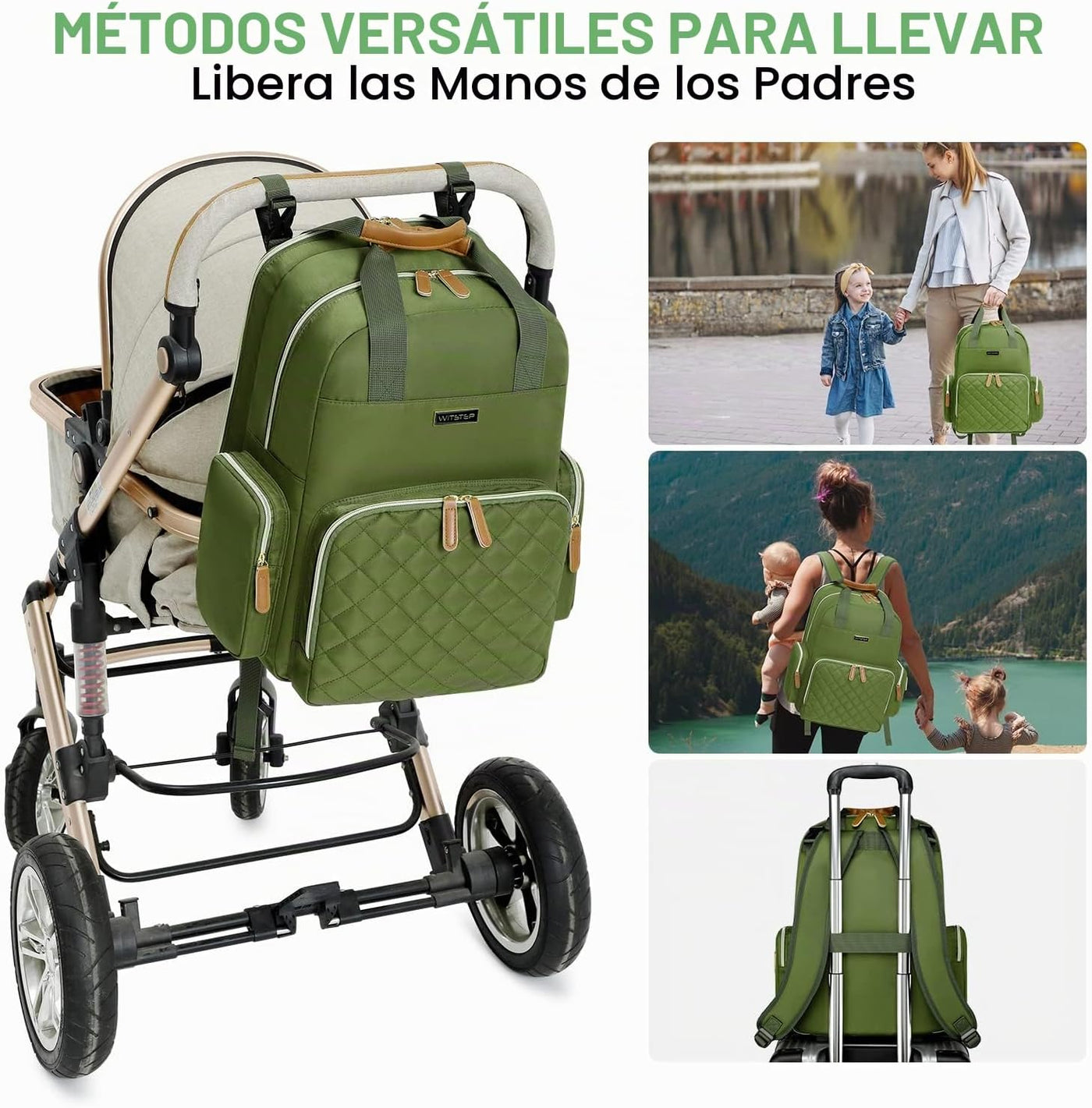 WITSTEP Mochila para pañales con cambiador, organizador de bolsas d...