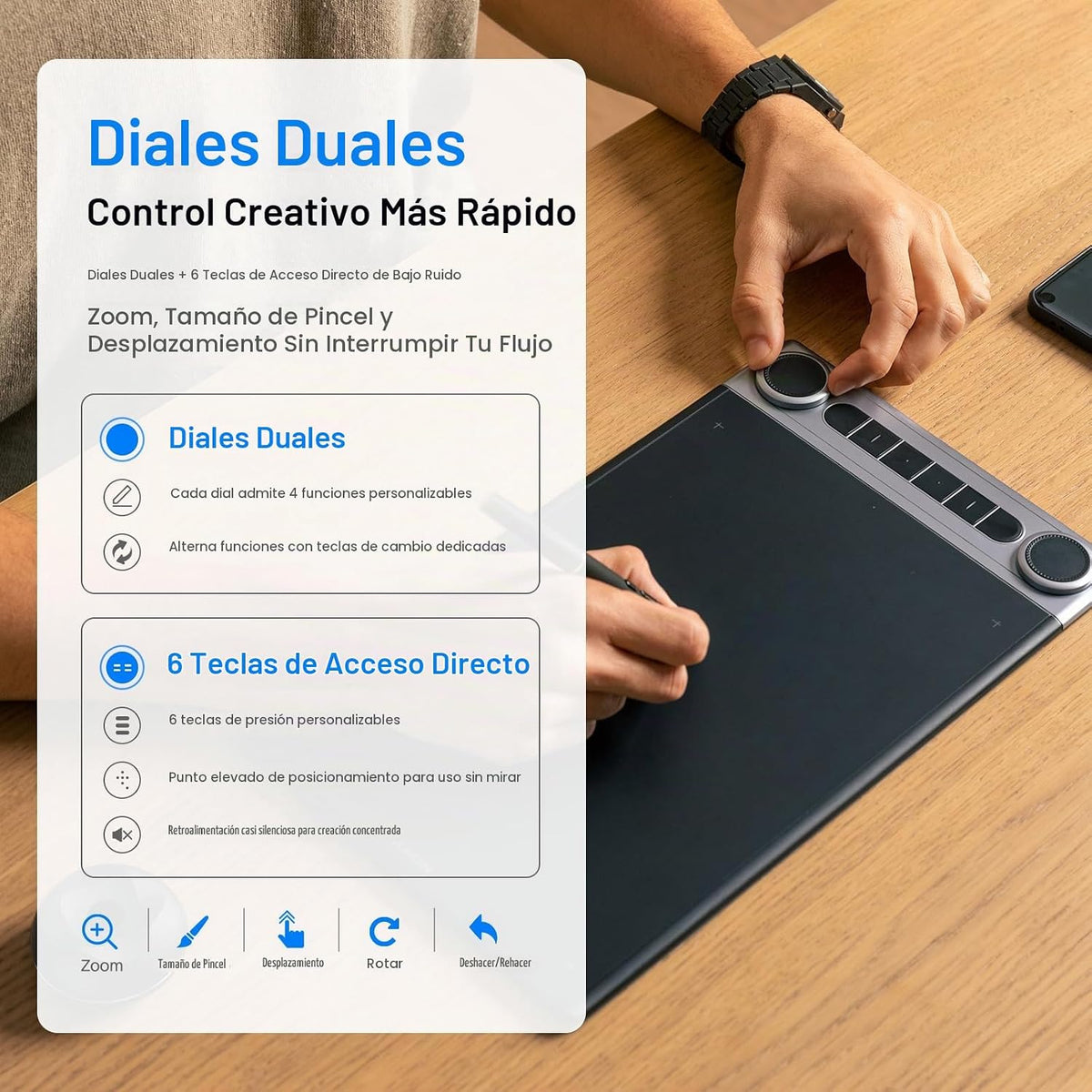 HUION Inspiroy Dial 2 V2 Bluetooth 5.0 Tablet de dibujo, PenTech 4....