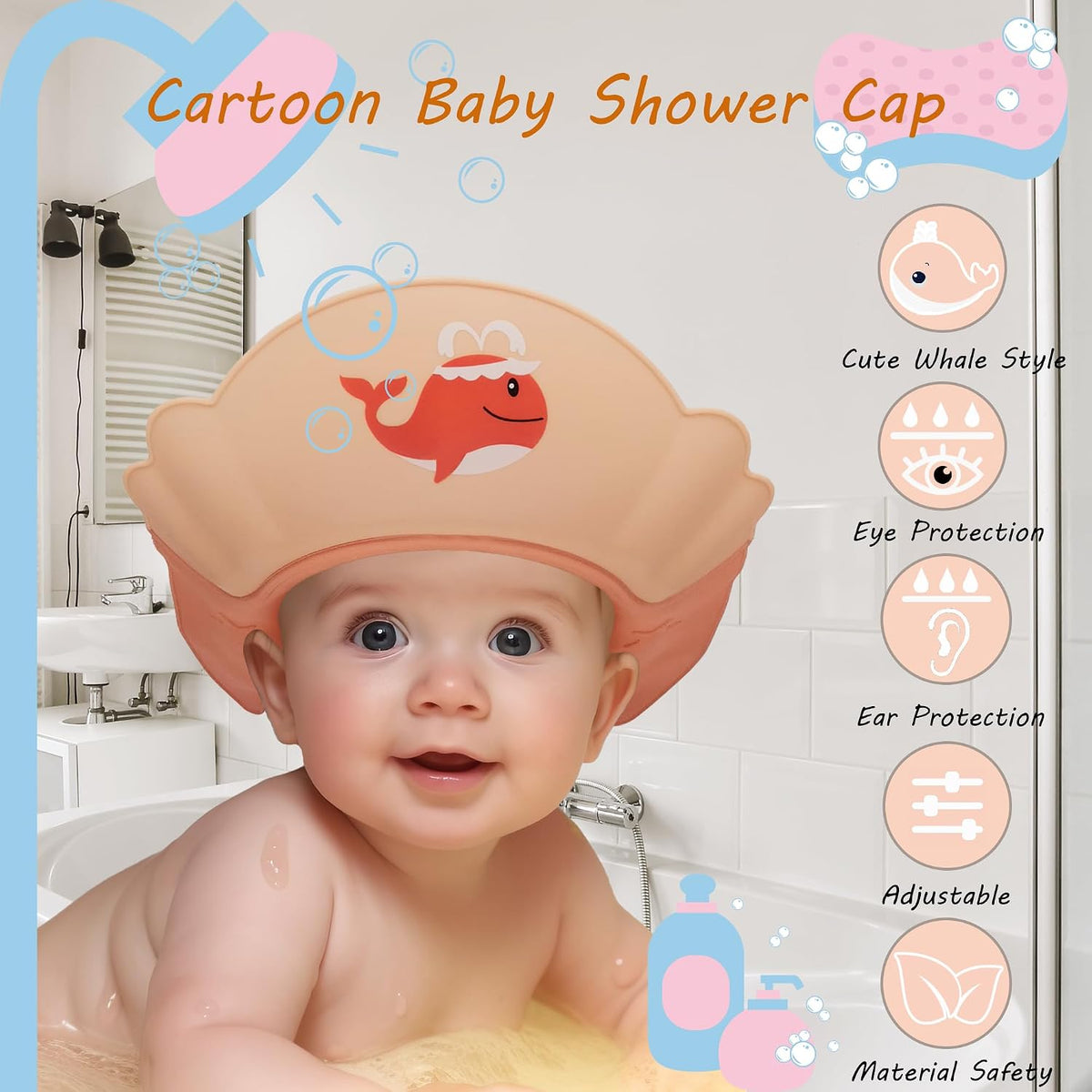 Gorro de baby shower, gorro de ducha para niños, sombrero de visera...