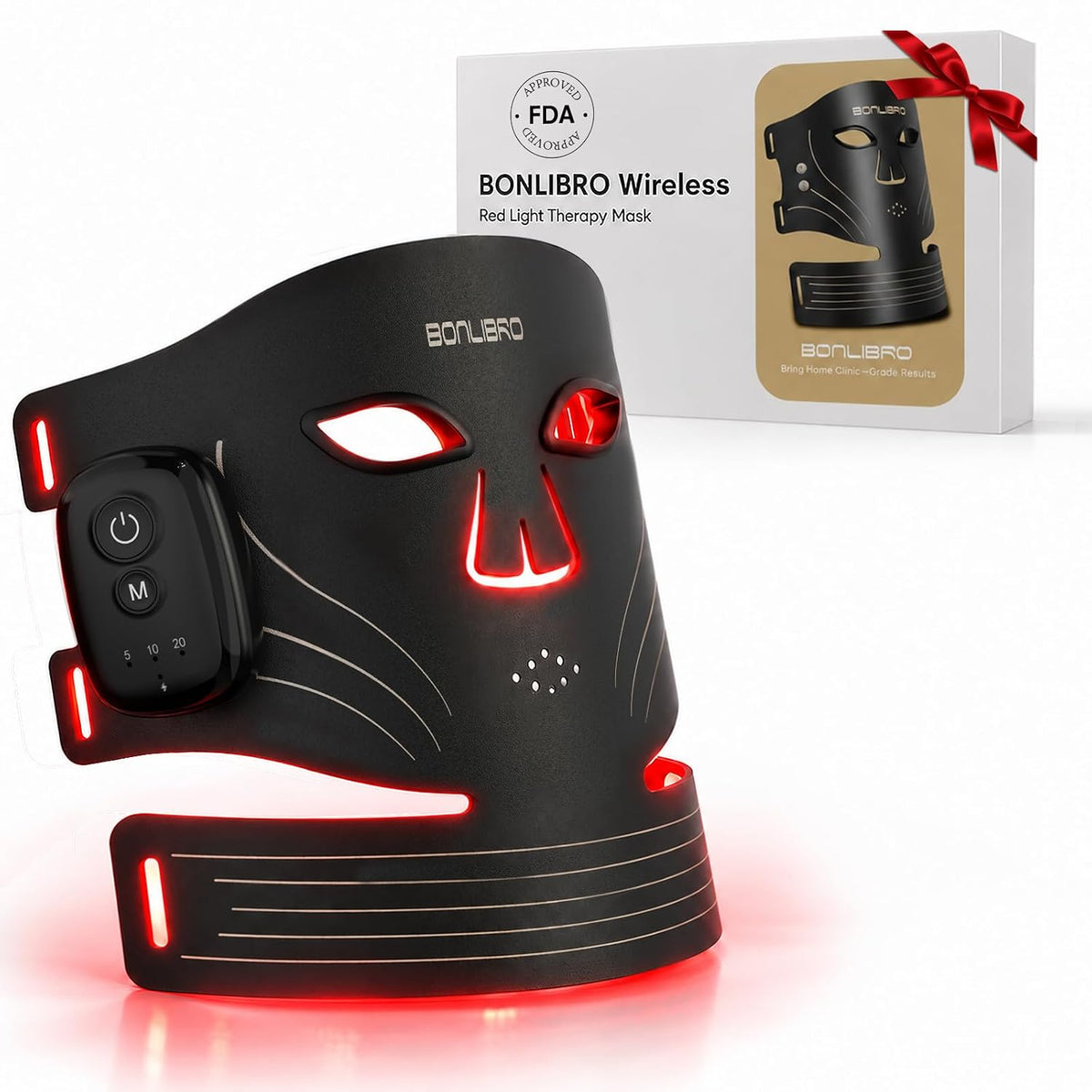 Máscara de la terapia de la luz roja para la cara, máscara ligera |...