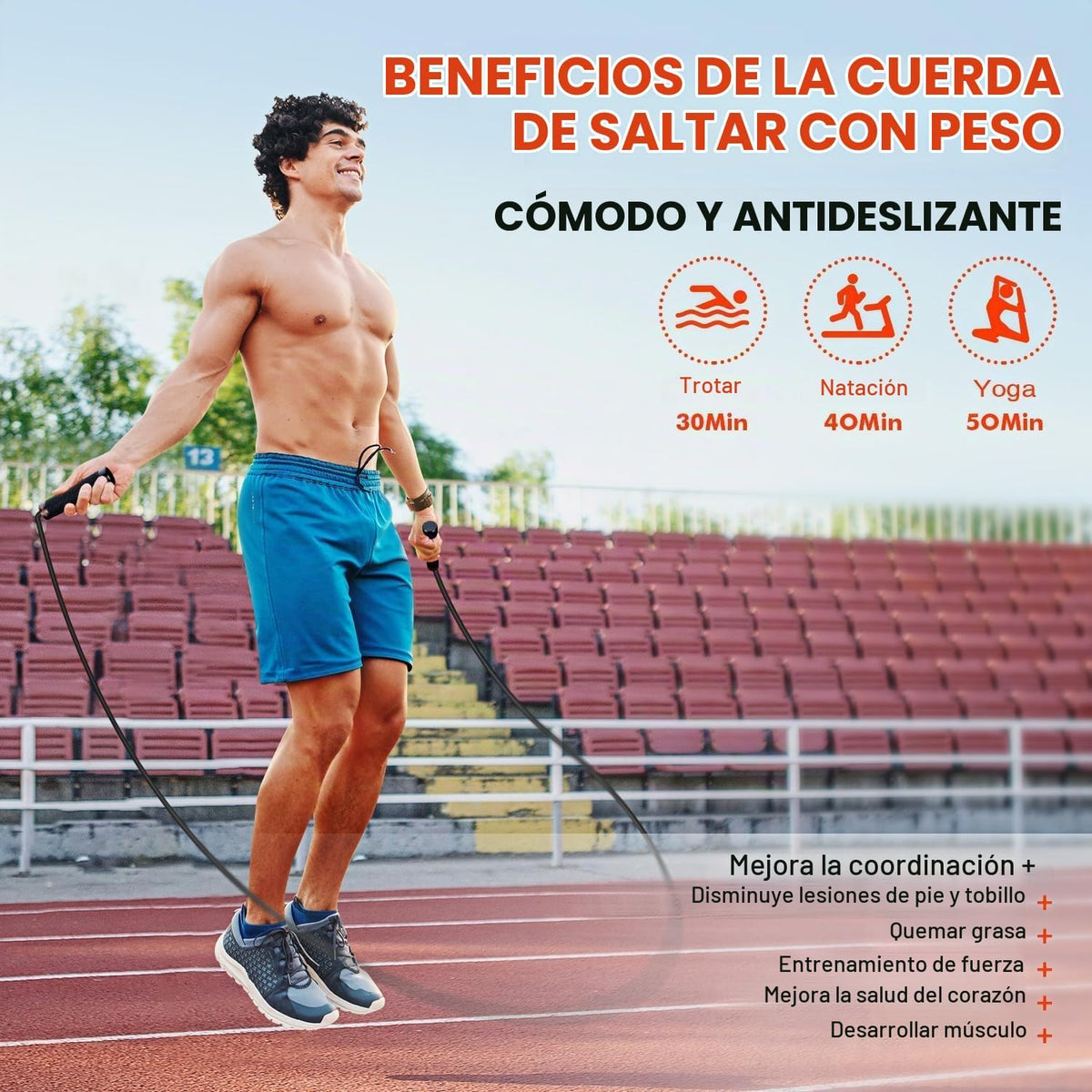 KUTIZE Cuerda de saltar, cuerda de saltar pesada para hombres y muj...