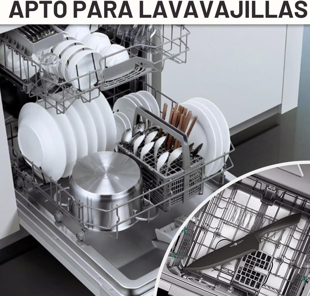 NULAS Juego de cuchillos de cocina de 8 piezas con bloque universal...