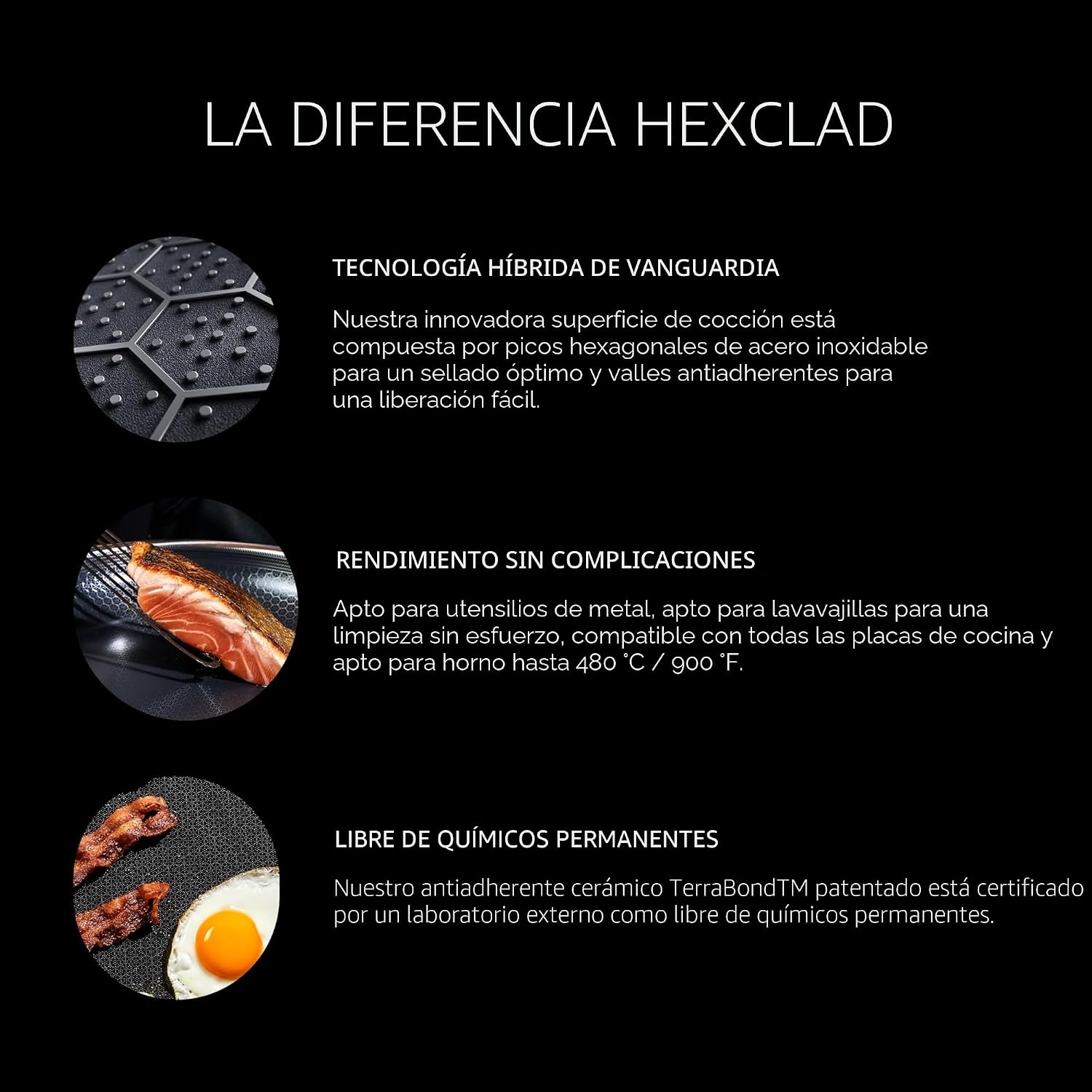 HexClad Sartén y tapa híbrida antiadherente de 4.5 cuartos de galón...
