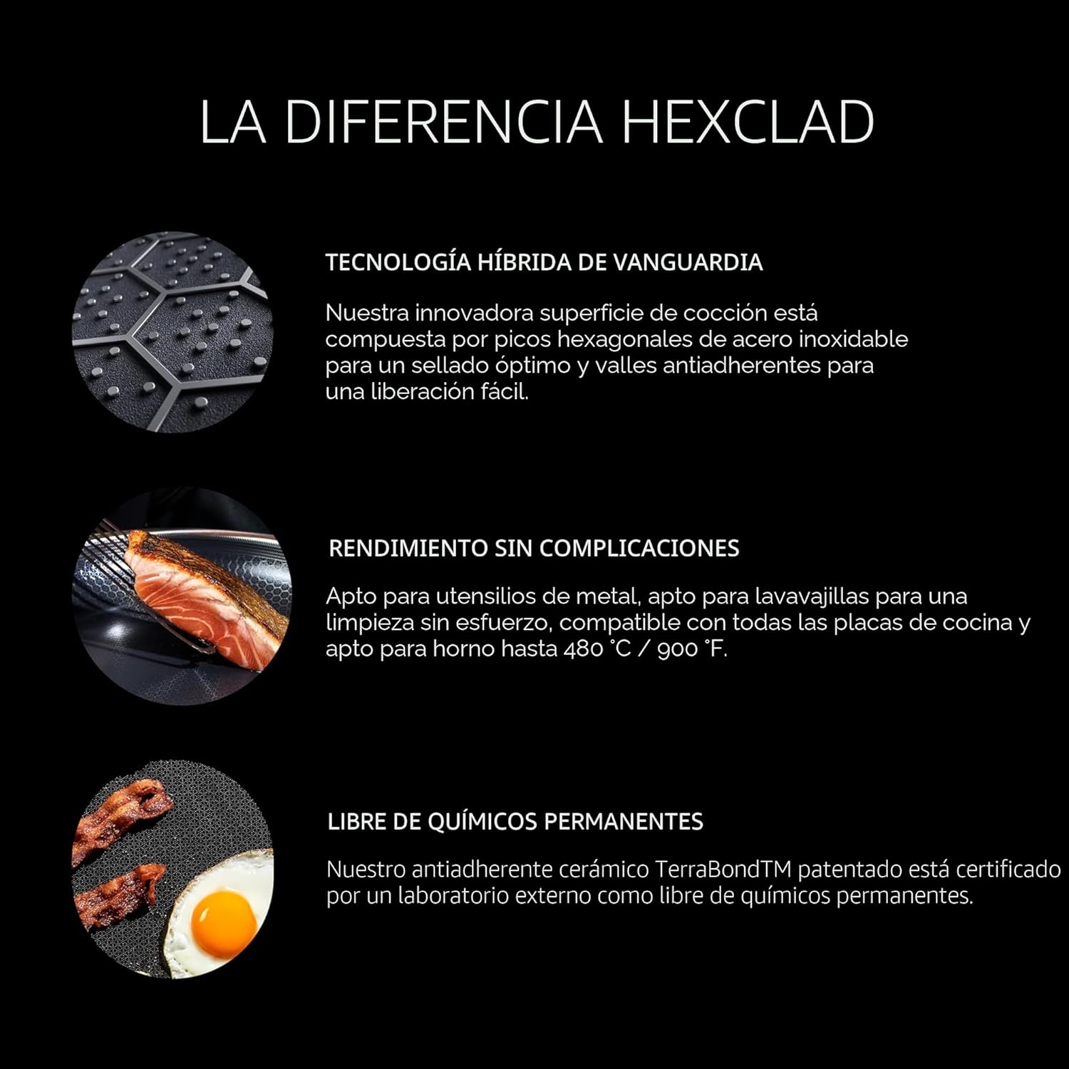 HexClad Sartén y tapa híbrida antiadherente de 3.3 cuartos de galón...