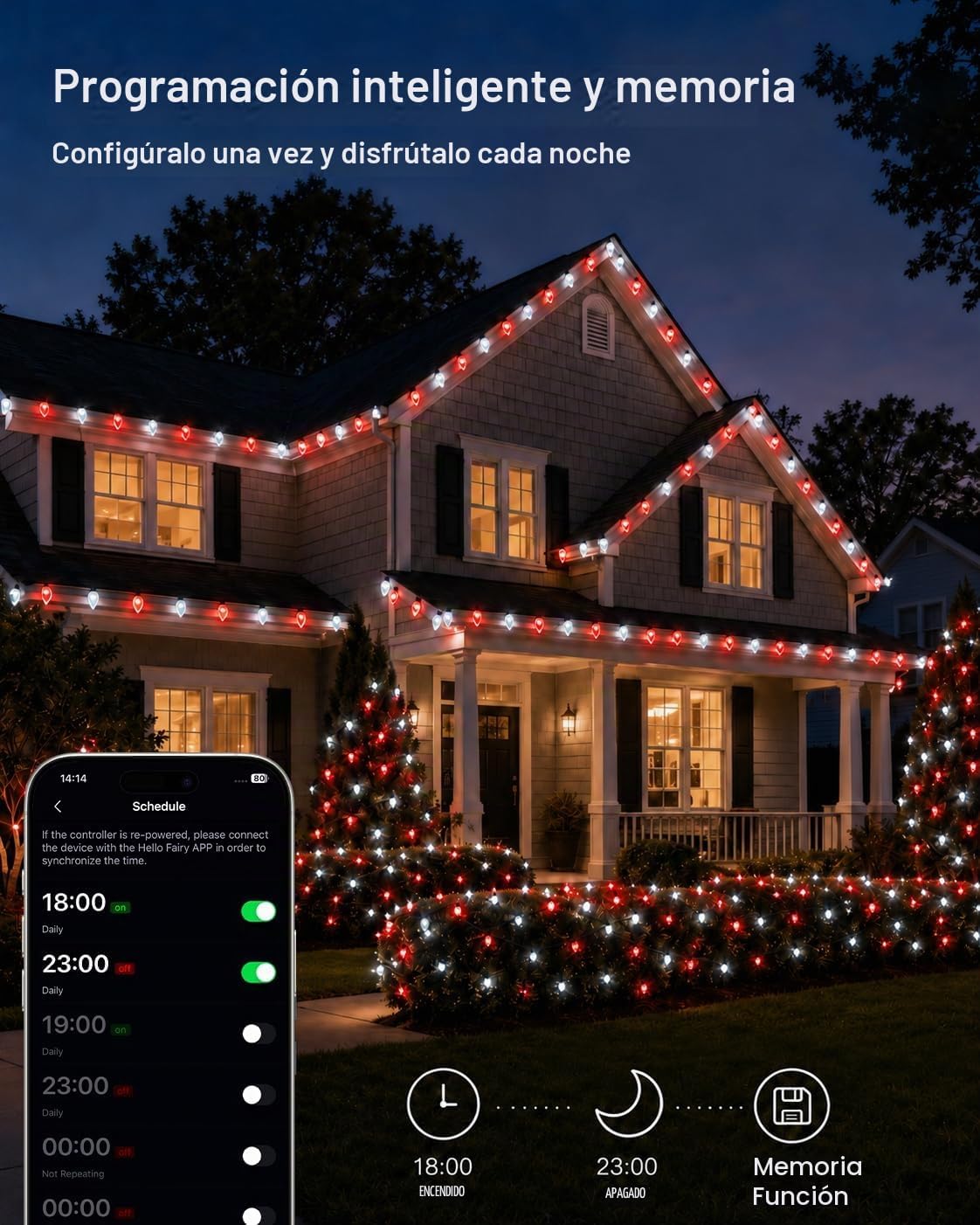 118FT 150LED Smart C9 luces de Navidad al aire libre, luz de cadena...