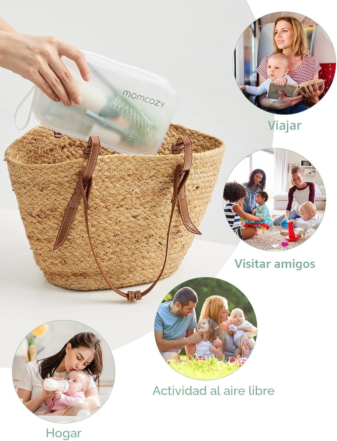 Momcozy Kit de cepillo para biberones, diseño de espuma a presión,...