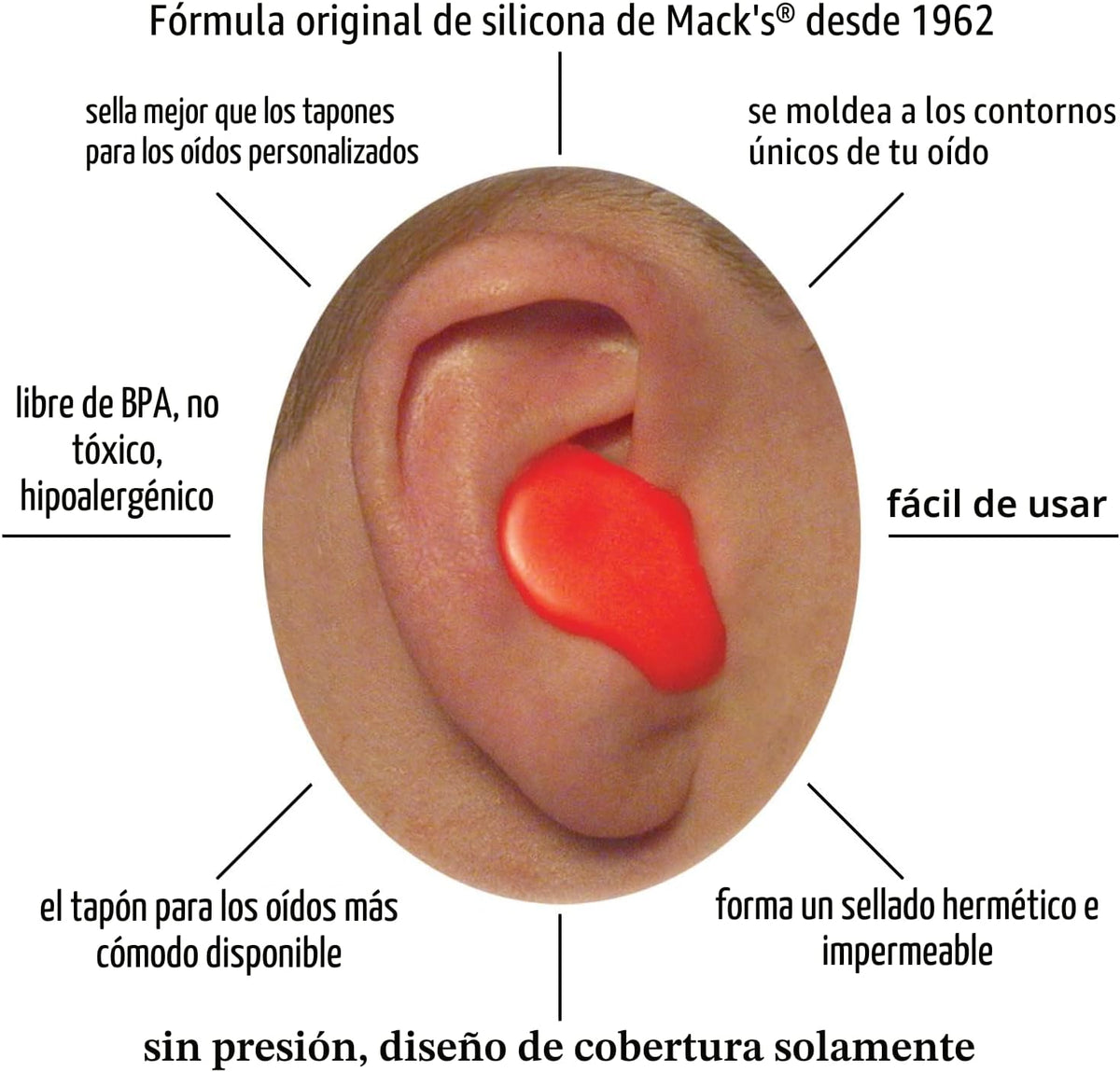 Mack's Tapones para los oídos de masilla de silicona suave y mo...