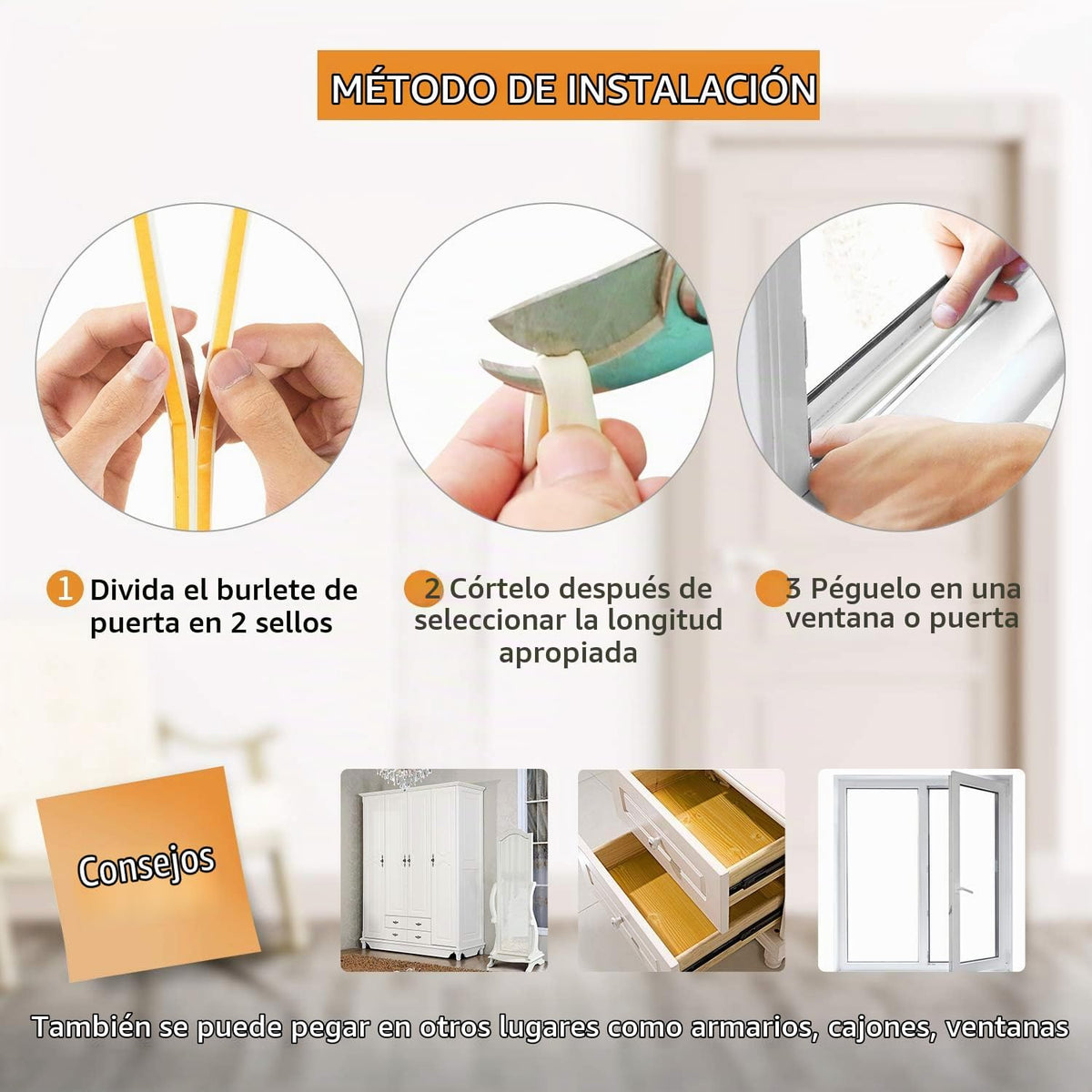 Paquete de 2 tiras de sellado para puertas y ventanas, 66 pies | Re...