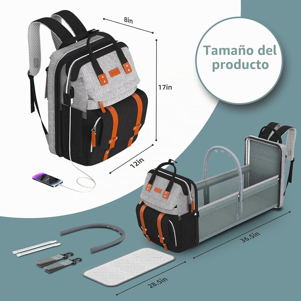 ISMGN Mochila para pañales con cambiador, bolsa de pañales para beb...