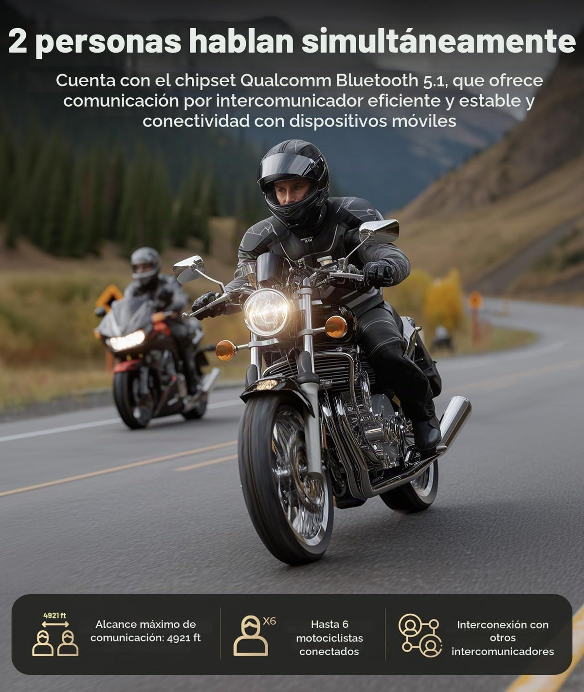 JESIMAIK Auriculares Bluetooth para motocicleta, sistema de comunic...