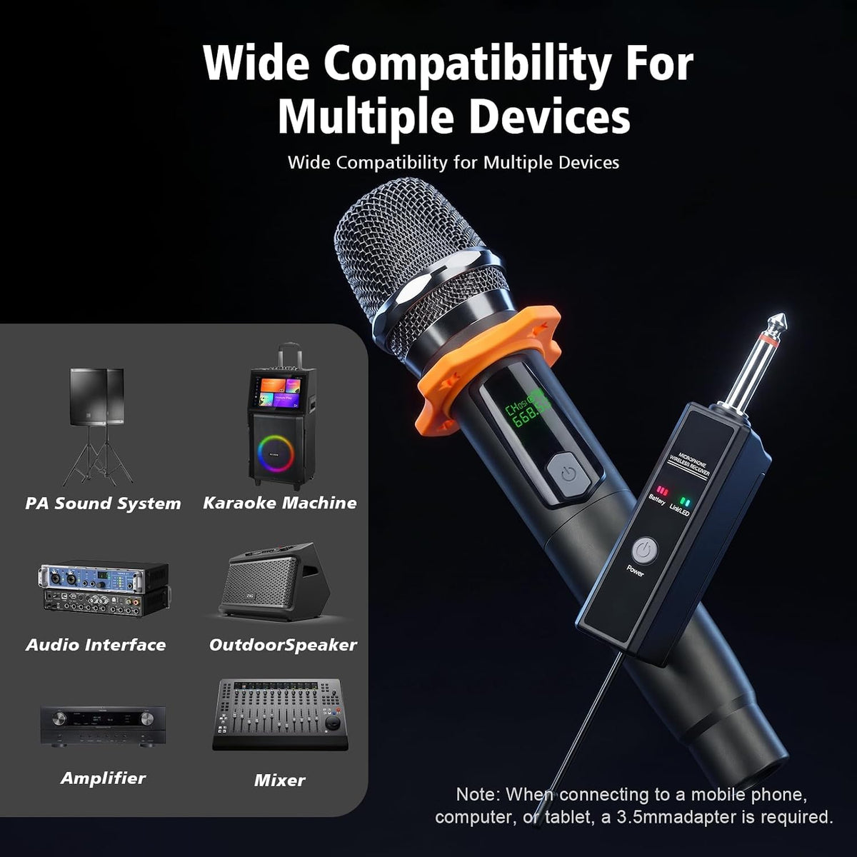 MICBNIB Micrófono inalámbrico de mano universal recargable | Conexi...