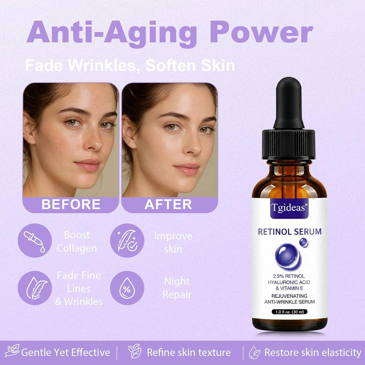 Tgideas Retinol Serum 2.5% \u2013 Suero facial antiedad con ácido h...