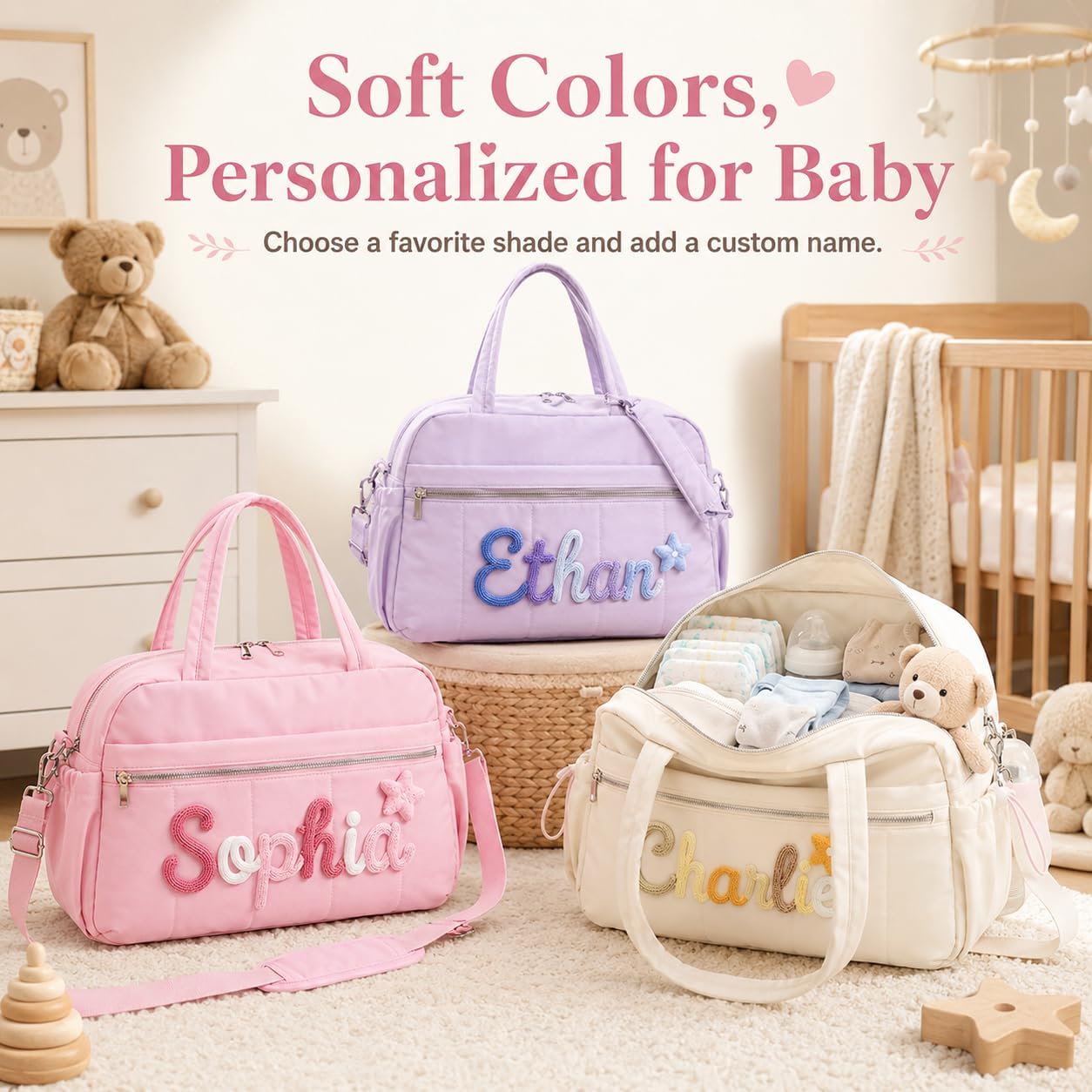 Bolso de pañales personalizado Tote Bolsas de hospital grandes con...