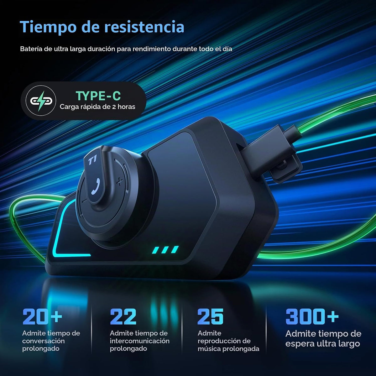 Fodsports T1 - Intercomunicador Bluetooth V5.4 para motocicleta con...