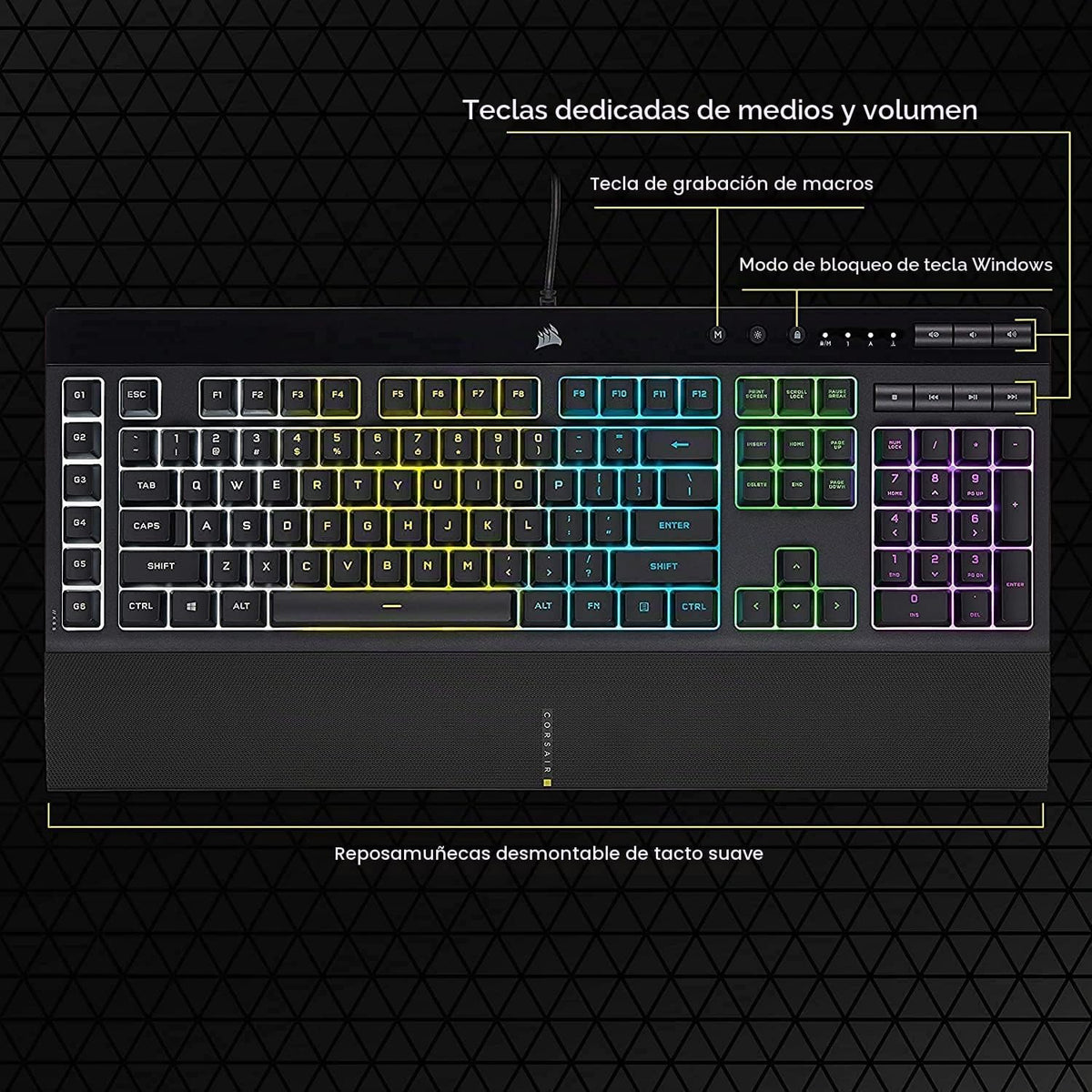 Corsair K55 RGB PRO Teclado de membrana para juegos con cable \u201...