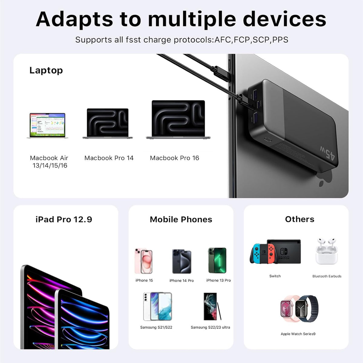 NOBIS Cargador portátil 45W 20000mAh Power Bank Carga rápida | Paqu...