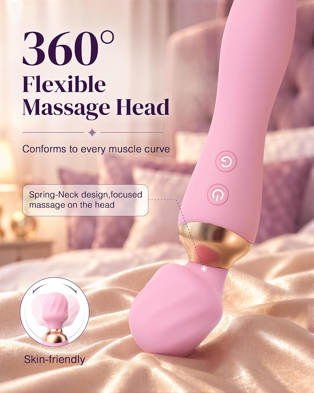 MOOLIGIRL Masajeador de mano vibrador de doble extremo, herramienta...