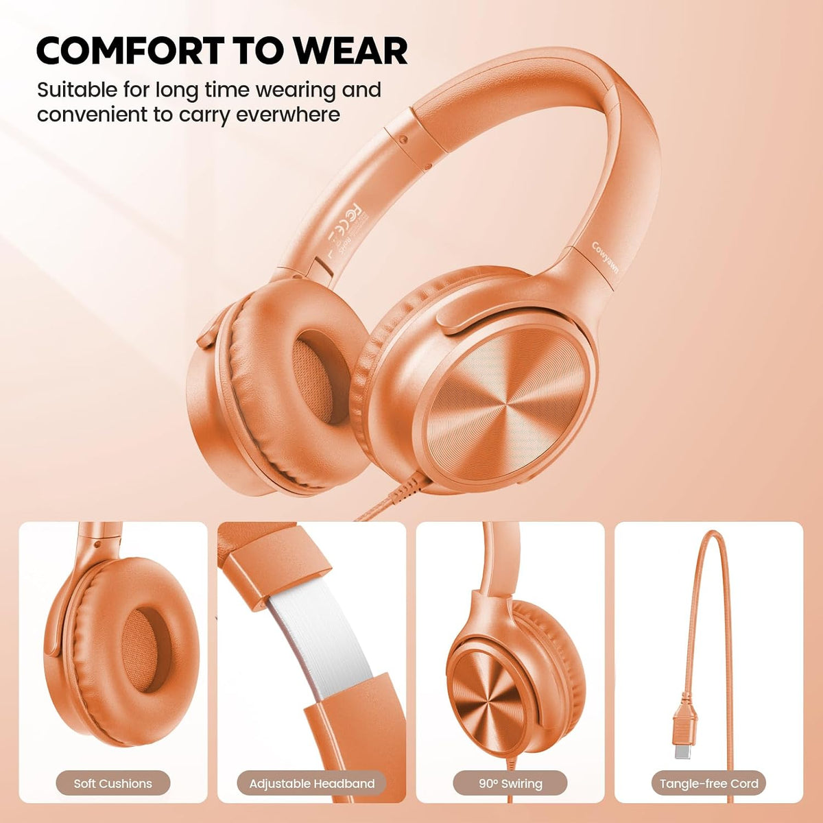 Cowyawn Auriculares USB C con cable, auriculares USB C con cable co...