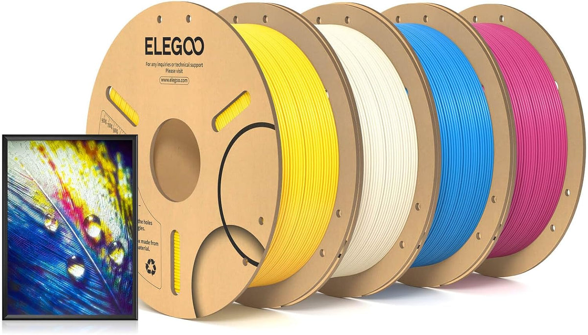 ELEGOO Filamento de impresora 3D PLA 0.07 in 8.8 lbs CMYK Bundle |...