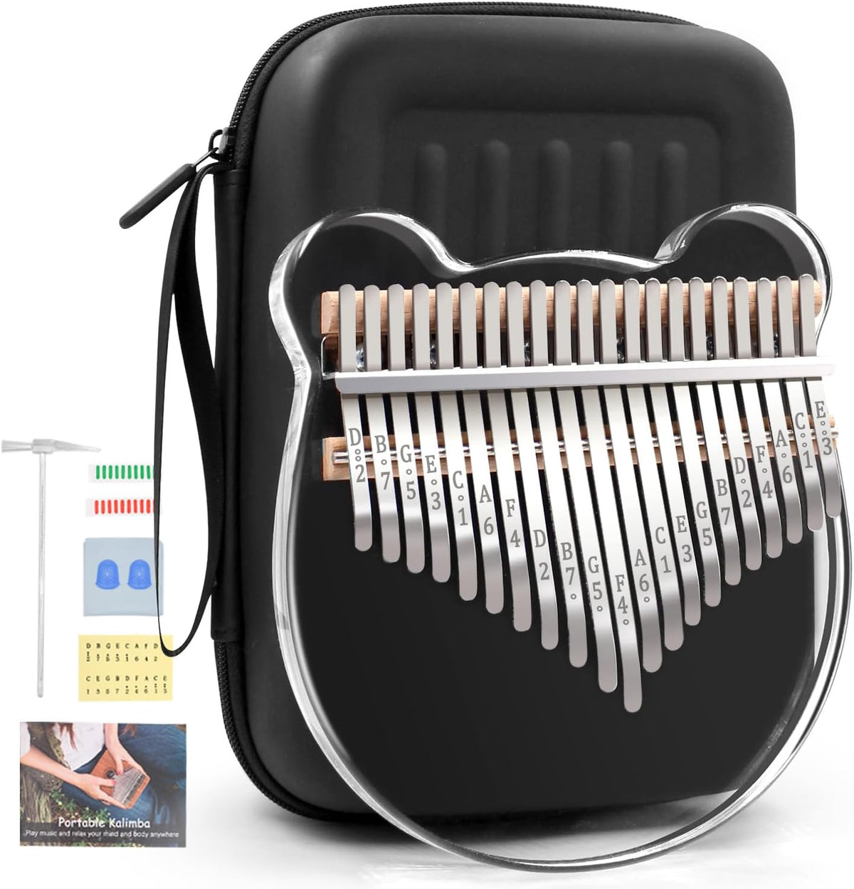 Piano de Pulgar Acrílico Kalimba, YUNDIE Portátil 17 Teclas Piano d...
