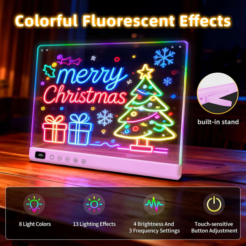 Lumiboard Tablero de dibujo LED con 13 efectos de luz, tablero de n...