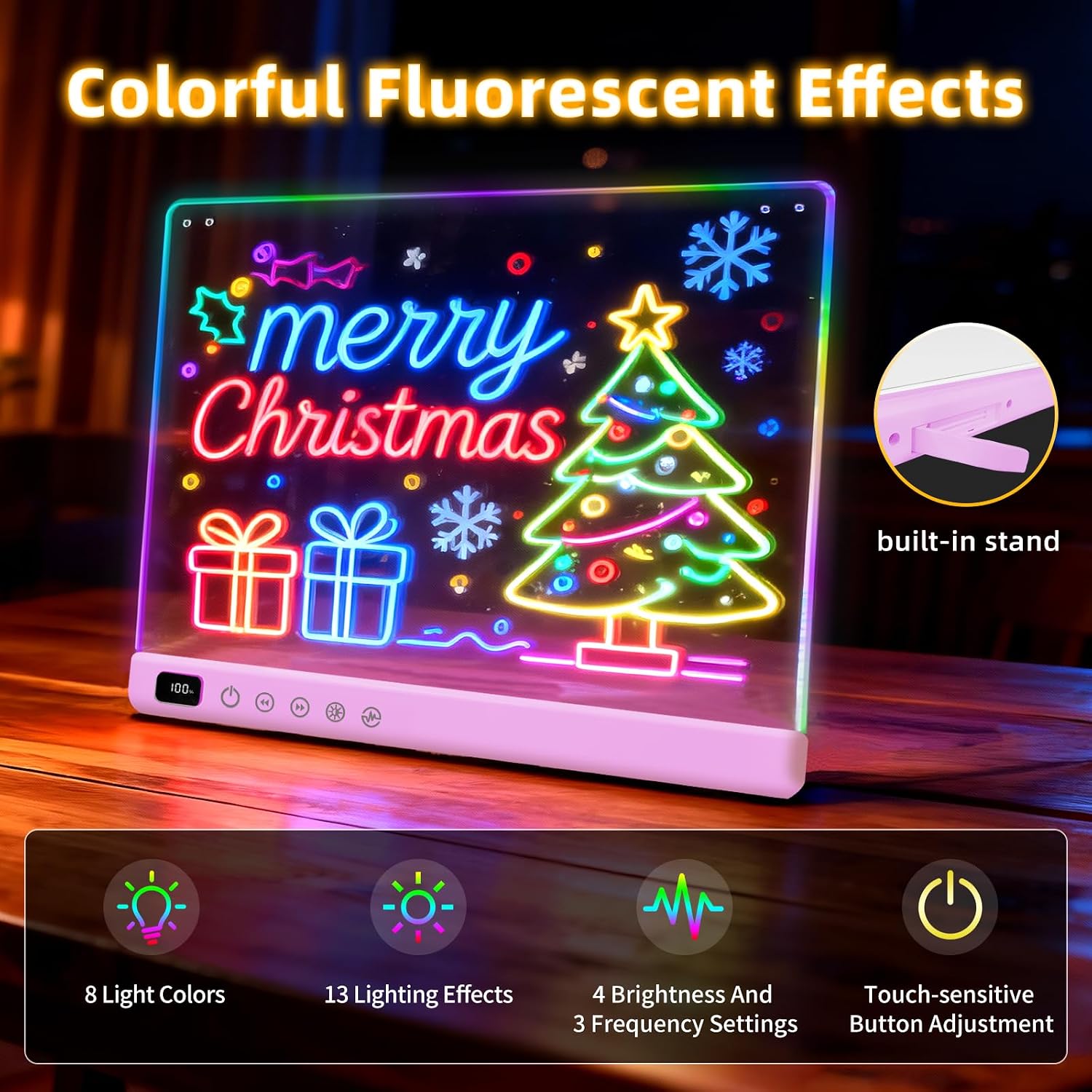 Lumiboard Tablero de dibujo LED con 13 efectos de luz, tablero de n...