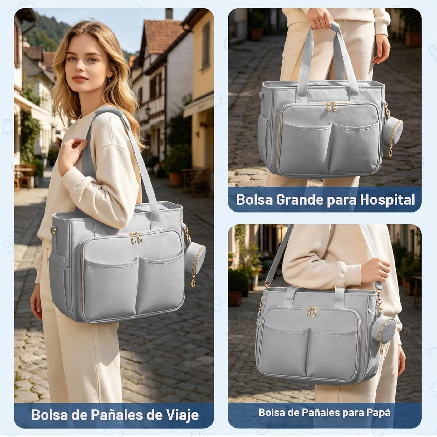 GDNasist Bolsa de pañales, bolsa de pañales de viaje de gran capaci...
