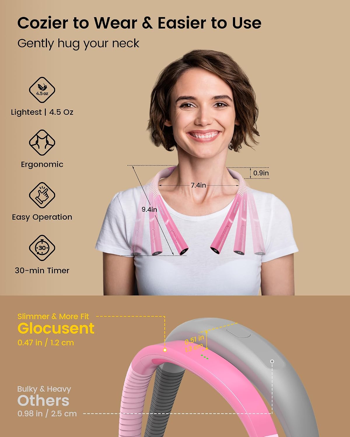 Glocusent Luz LED de lectura para el cuello, luz de libro para leer...
