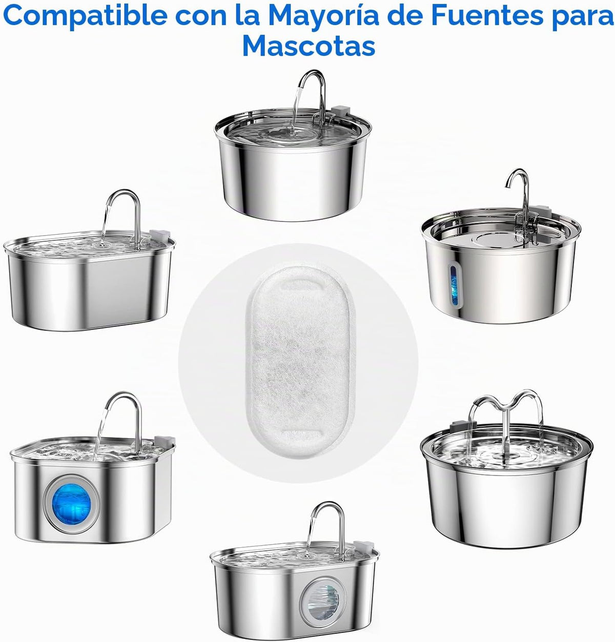 NautyPaws Filtros de fuente de agua para gatos, paquete de 8 filtro...