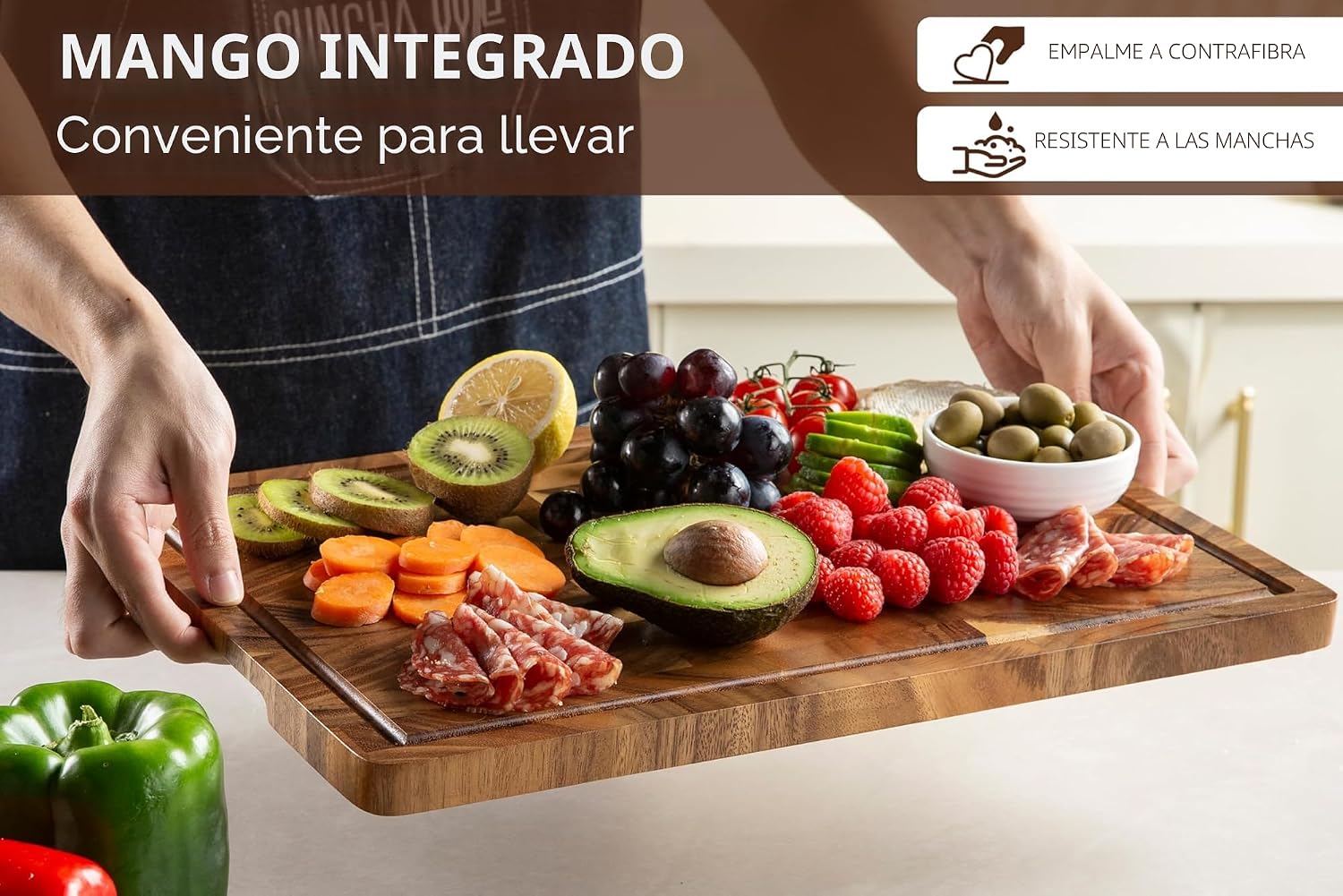 THETCHRY Tablas de cortar de madera de nogal para cocina, tabla de...
