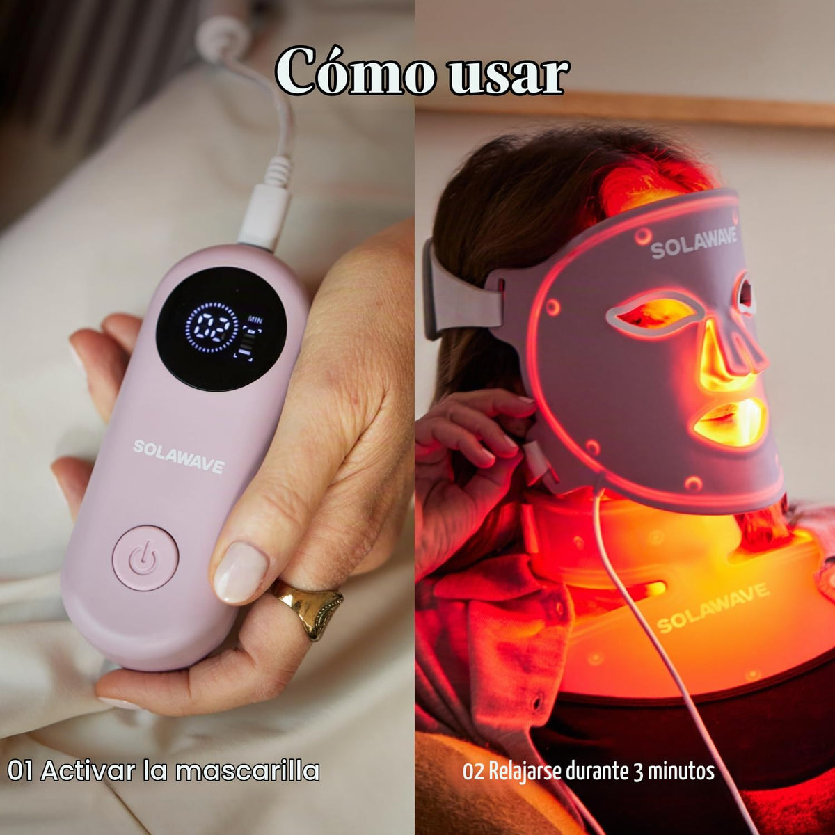Solawave Máscara facial de terapia de luz y máscara de cuello y pec...